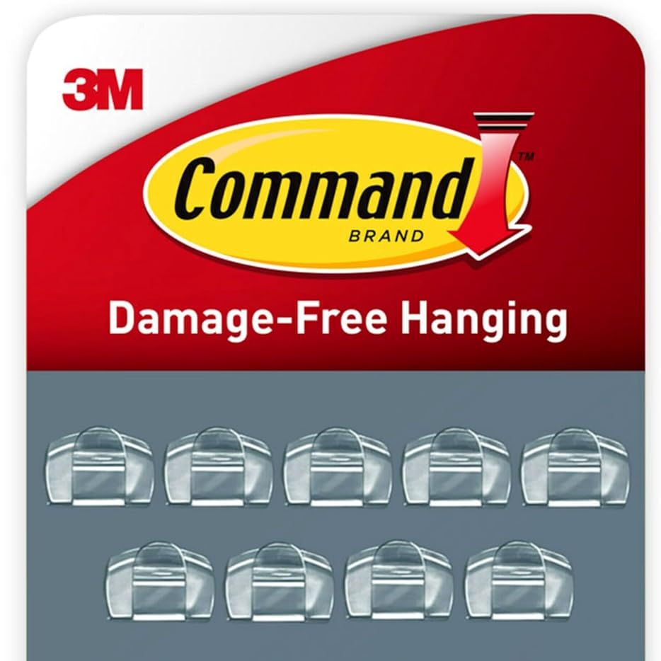 Command Round Cord Clips, Damage Free Hanging Cable, for Hanging Electrical Cables, 13 Clear Cord Clips and 16 Strips