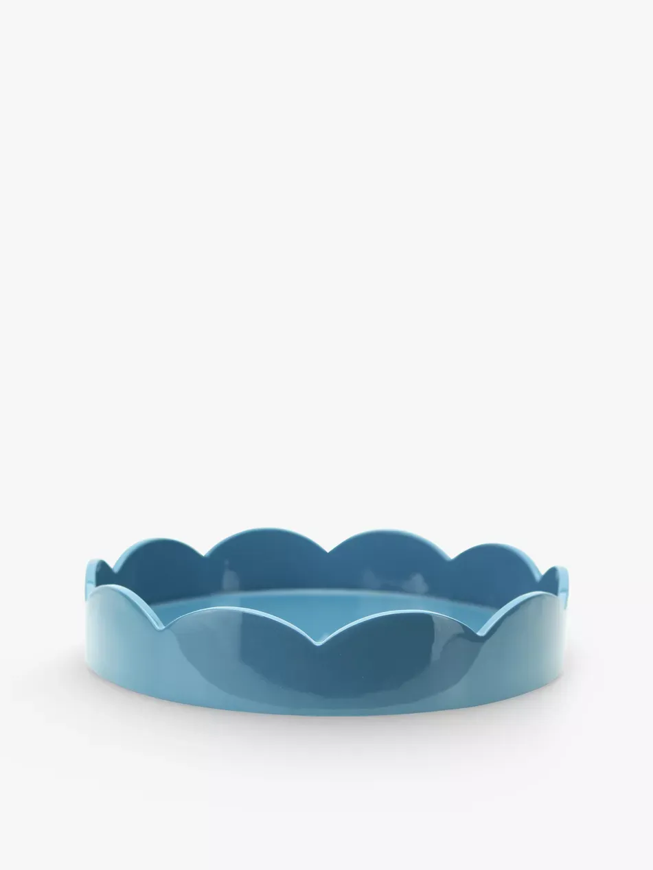 Scalloped Wood Tray 21.5cm