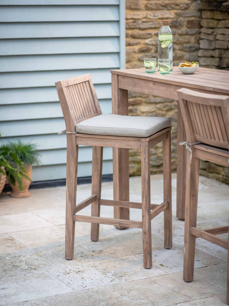 Porthallow Bar Stool - Acacia Wood, Natural, Set of 2