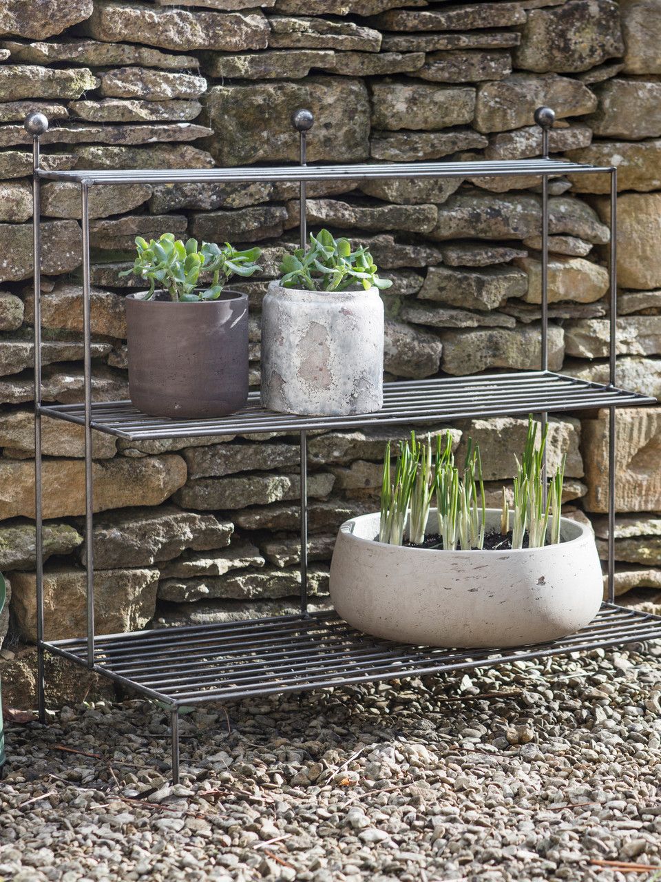 Barrington Plant Stand - Raw Metal, Dark Grey