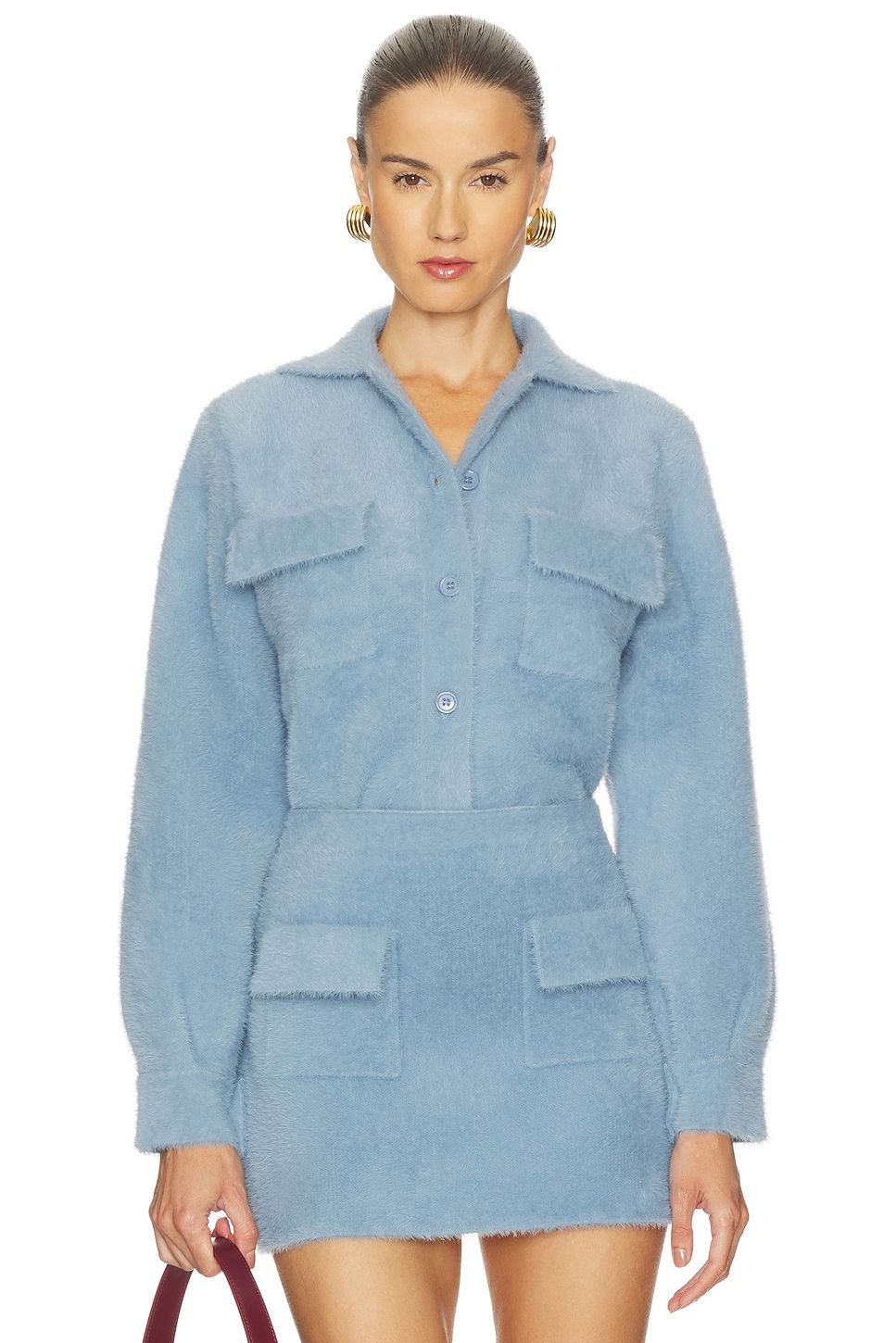 Fuzzy Sweater Cargo Jacket