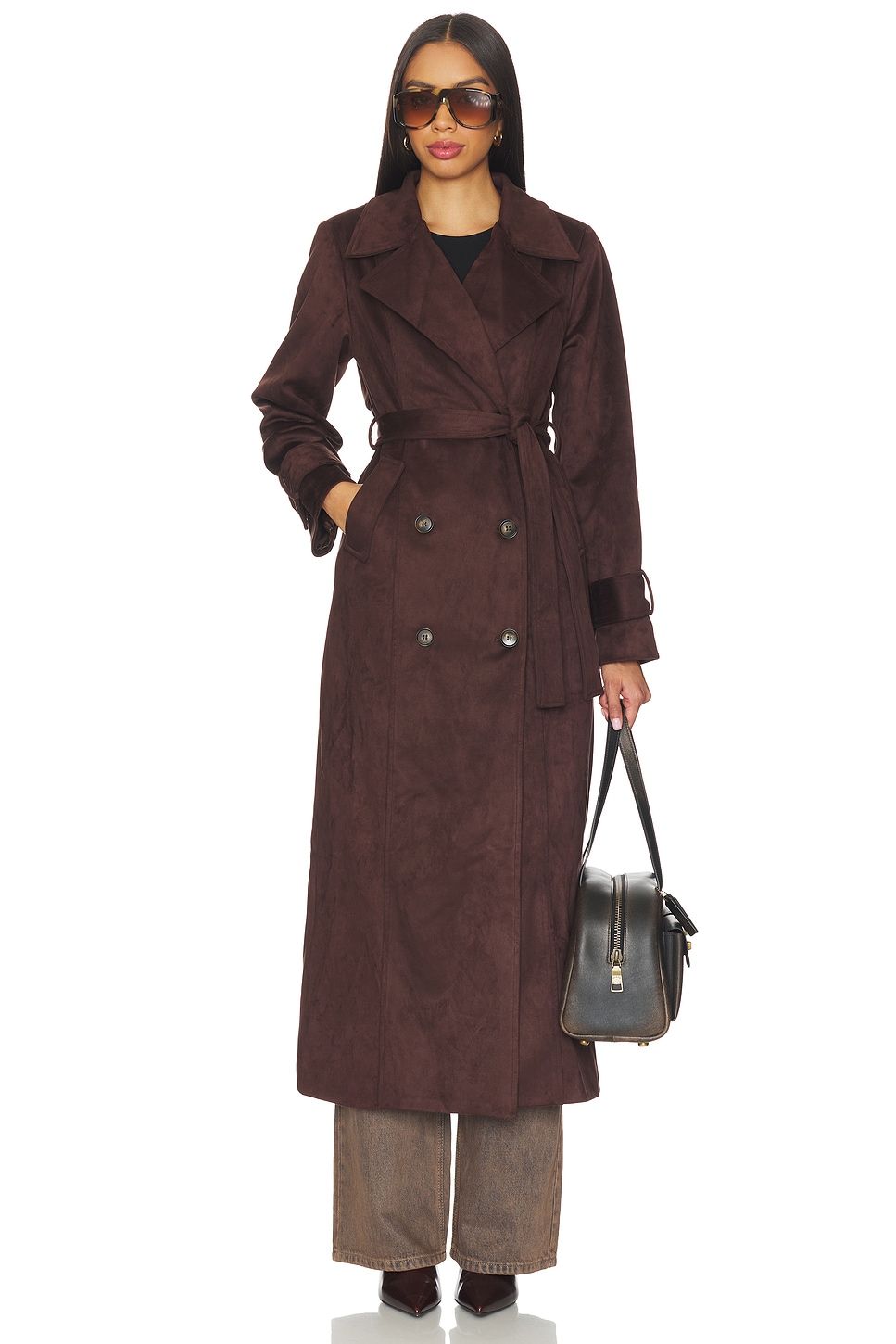 Sutton Faux Suede Trench Coat