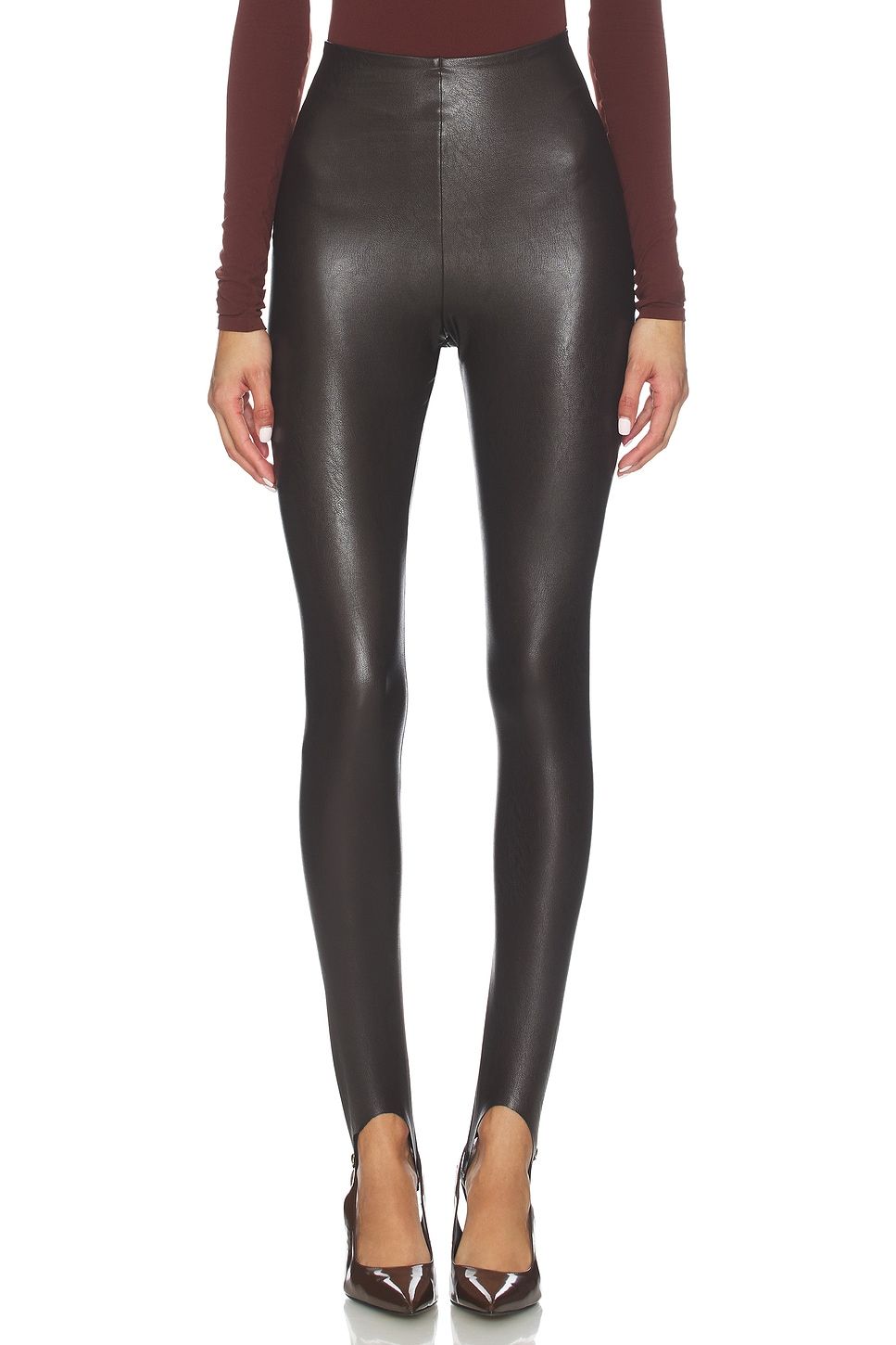 Faux Leather Stirrup Legging