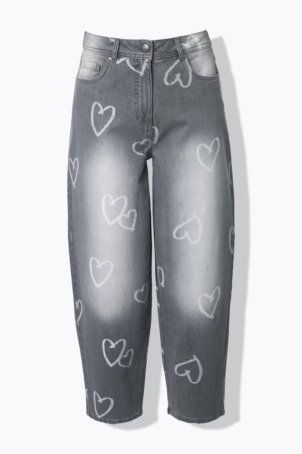 Ulla Popken, Heart Print Stretch Fit Mom Jeans