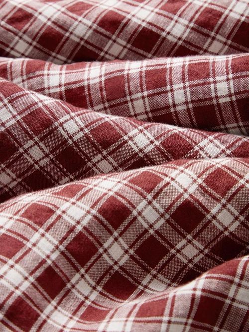Rhubarb Heritage Gingham 100% Linen Duvet Cover