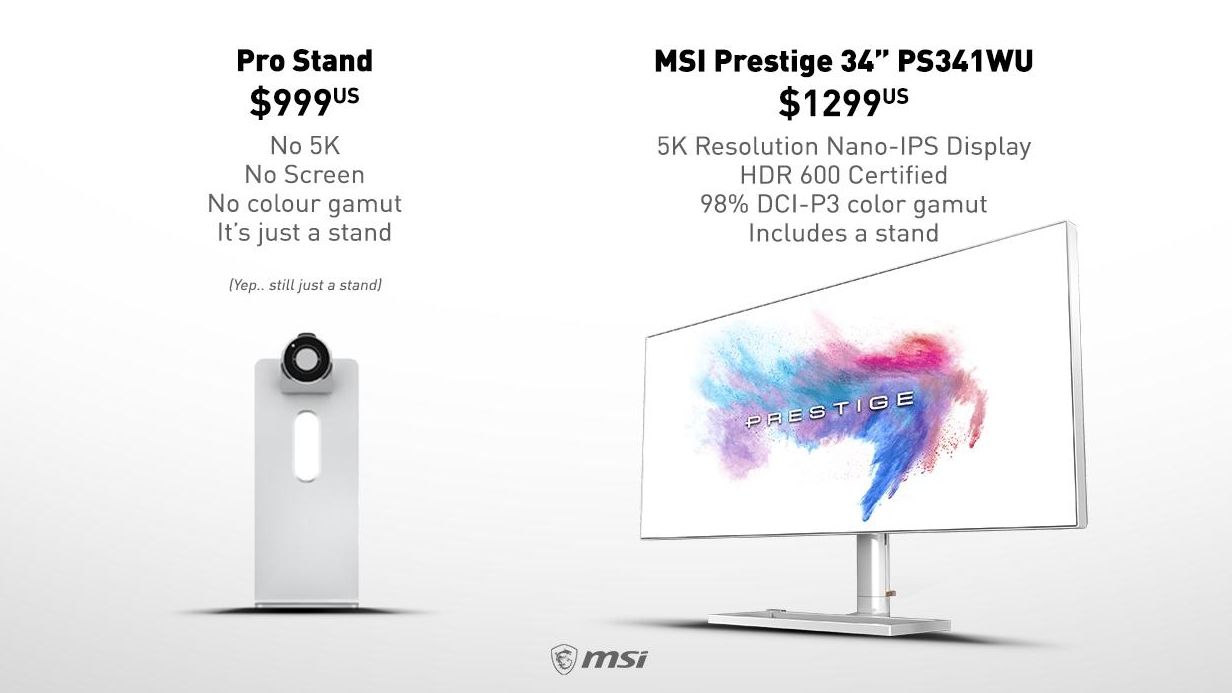 その他 Apple Pro Stand MWUG2J/A Pro Display XDR MSI mocks Apple's $999 Pro Display XDR stand with a 5K