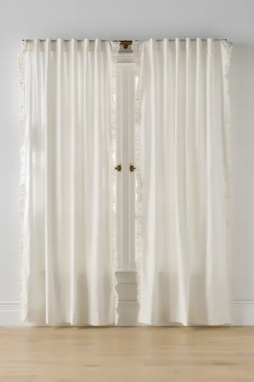 Cotton Embroidered Floral Edge Curtain