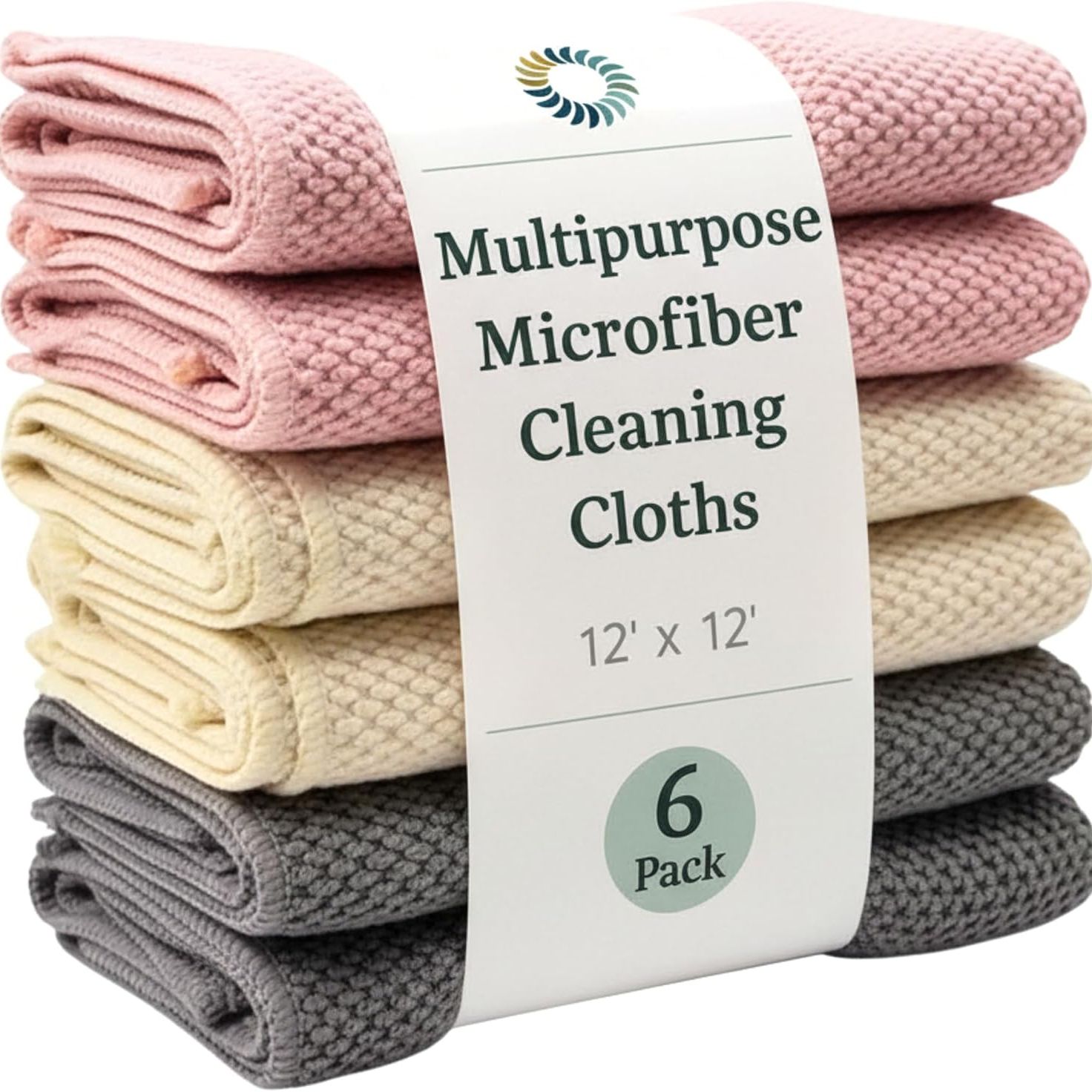 Oeko-Tex Certified Microfiber Cleaning Cloths &amp;ndash; Non-Toxic, Safe for Family &amp;amp; Pets &amp;ndash; 6 Pack Reusable Kitchen &amp;amp; House Cleaning Rags &amp;ndash; 12x12 In, Lint-Free &amp;amp; Highly Absorbent, for Glass, Dishes &amp;amp; Counters