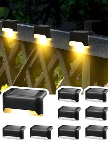 Solpex Solar Fence Lights, 12 Pack Garden Solar Deck Lights for Outdoor, Waterproof for Outdoor Stairs, Step, Fence, Yard, Patio, Pathway(black Warm White)