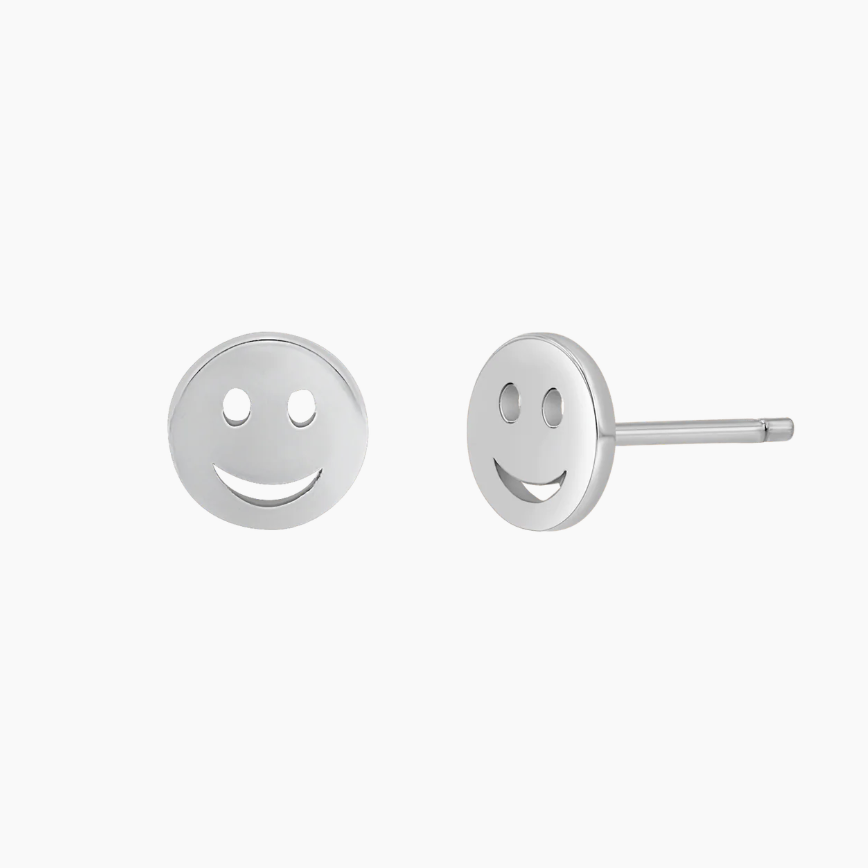 Baby Gold, Smiley Face Stud Earrings