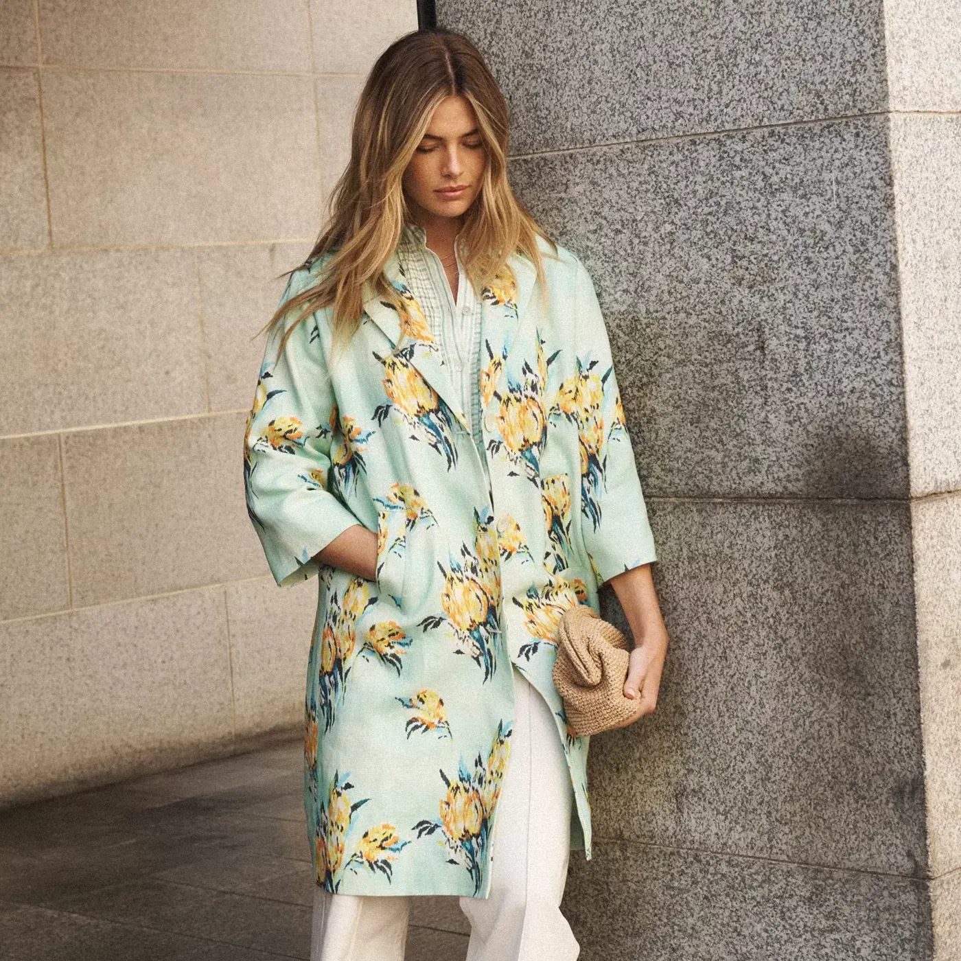 Nrby X Boyd Elsie Floral Pure Linen Jacket, Light Green/multi