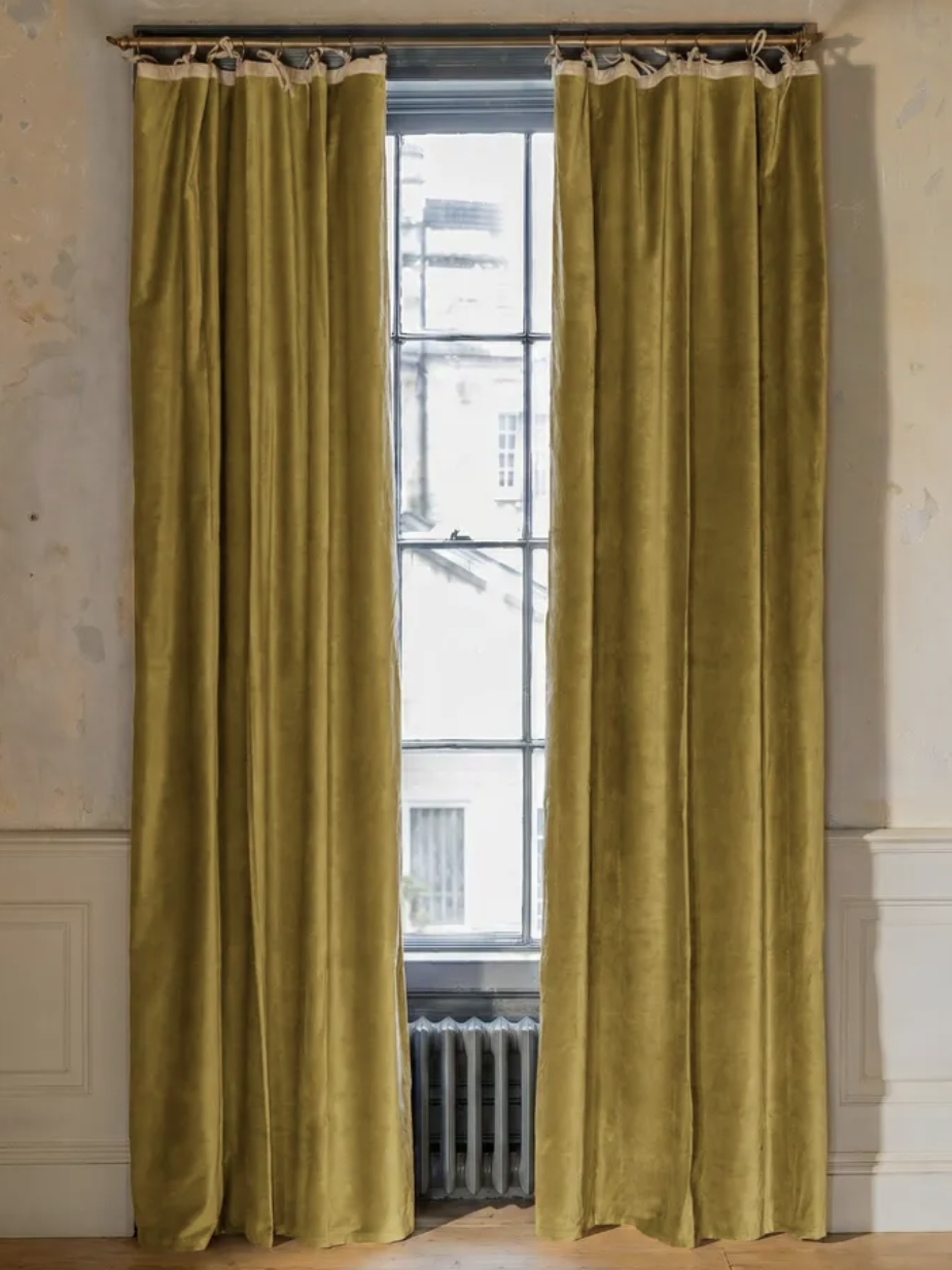 mustard velvet curtains