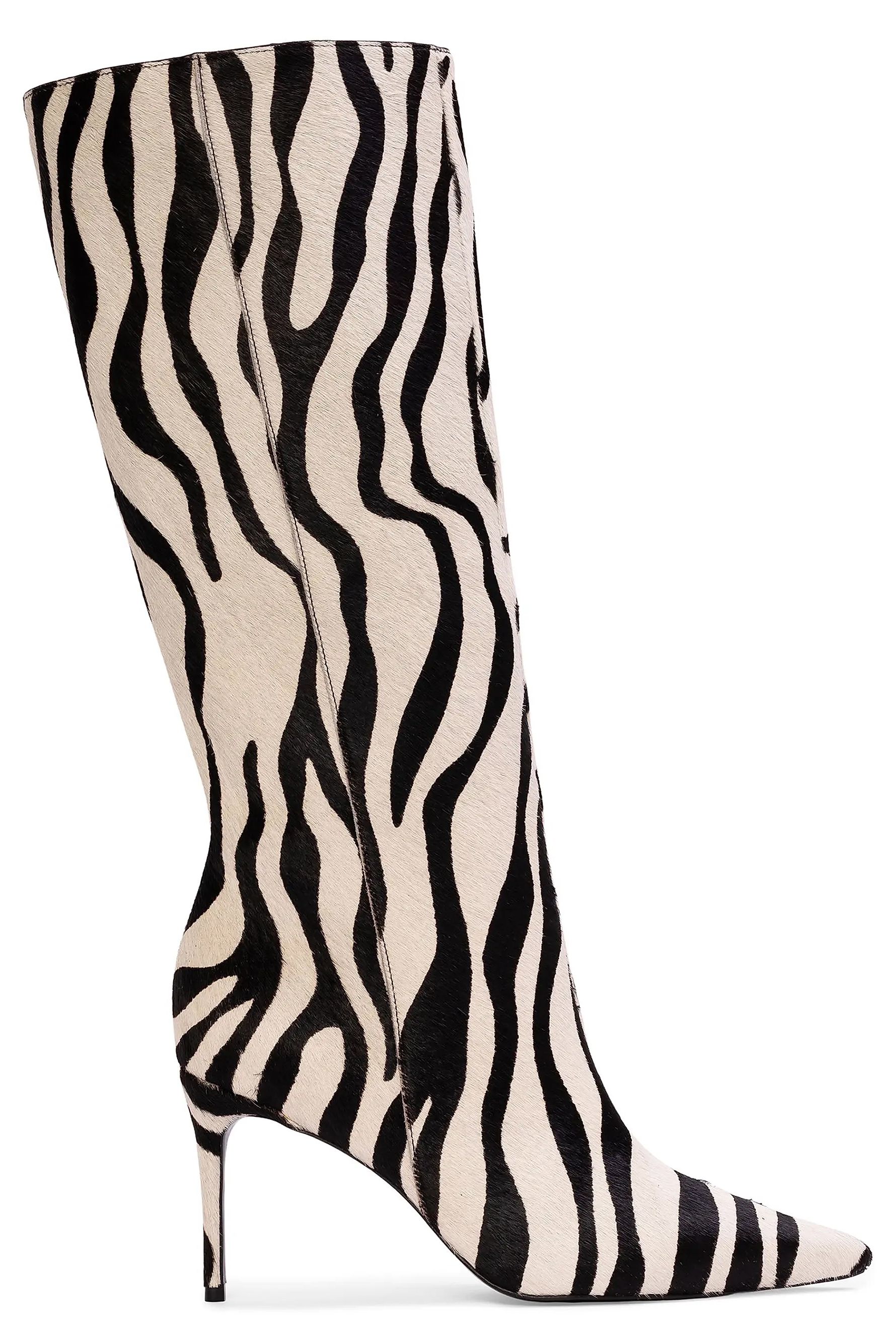 black suede studio zebra print boots