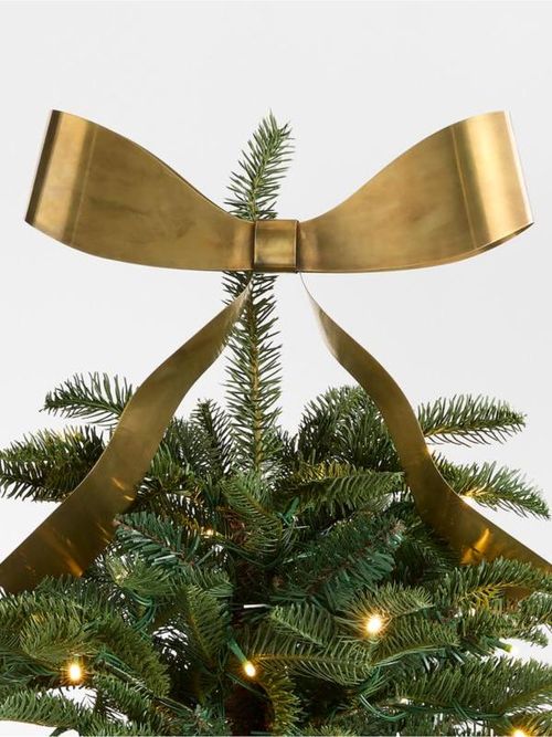 Brass Metal Bow Dual Christmas Tree Topper & Wreath Clip