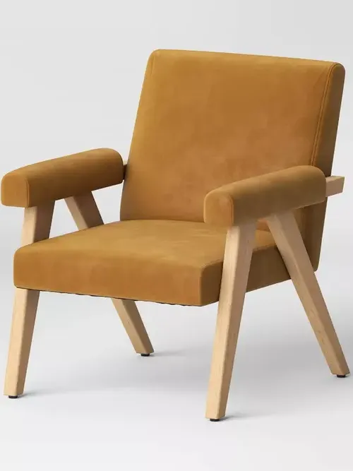 Textured Woven Upholstered Arm Accent Chair