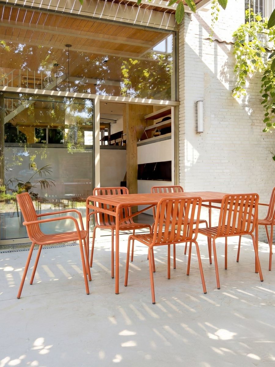 Gaby - Orange Metal 6-Seater Garden Set