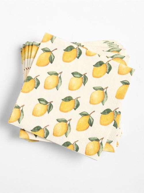 Lemon Printed Cocktail Napkins