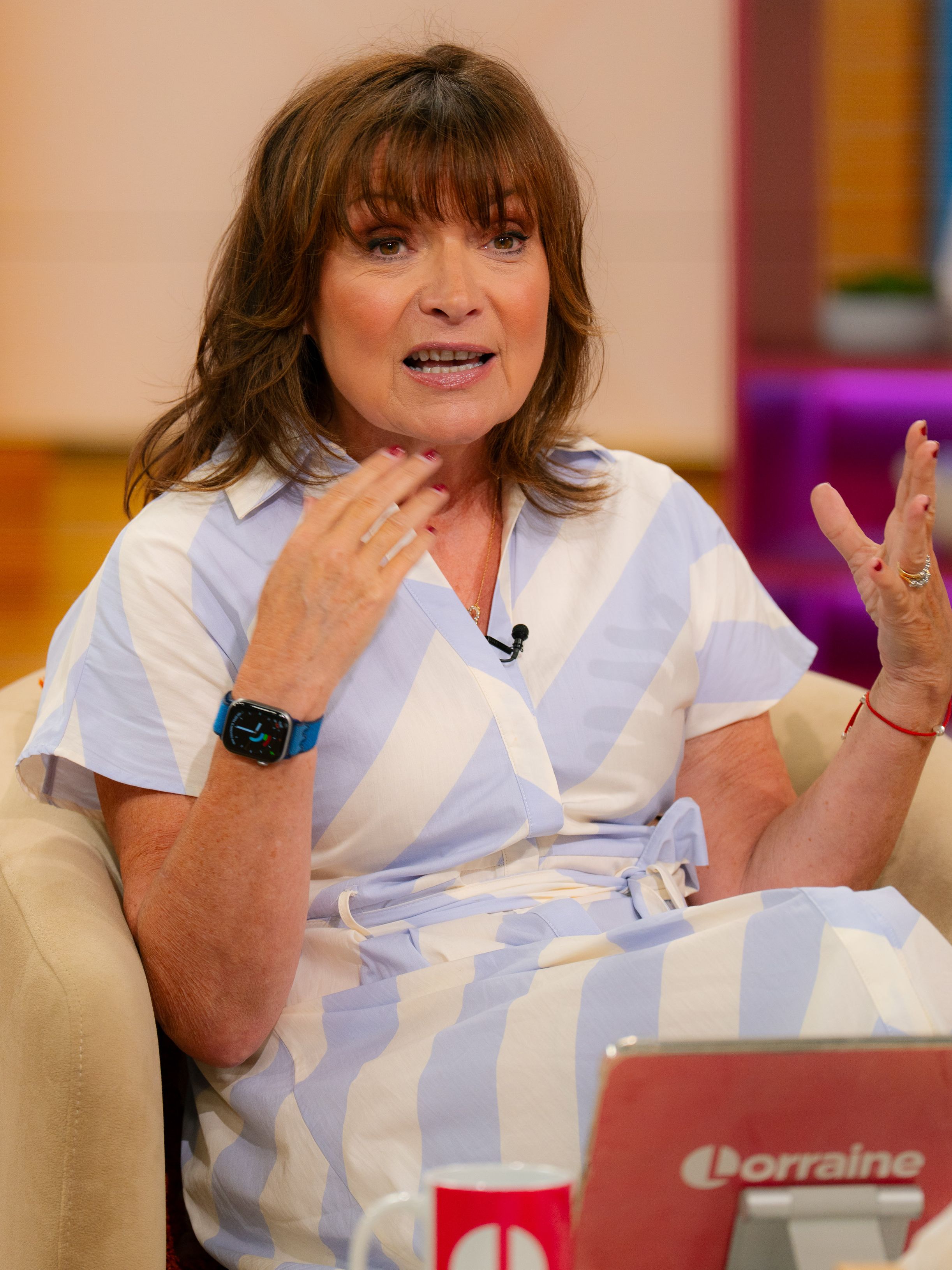 Lorraine Kelly wearing striped cotton dress in June, 2026
