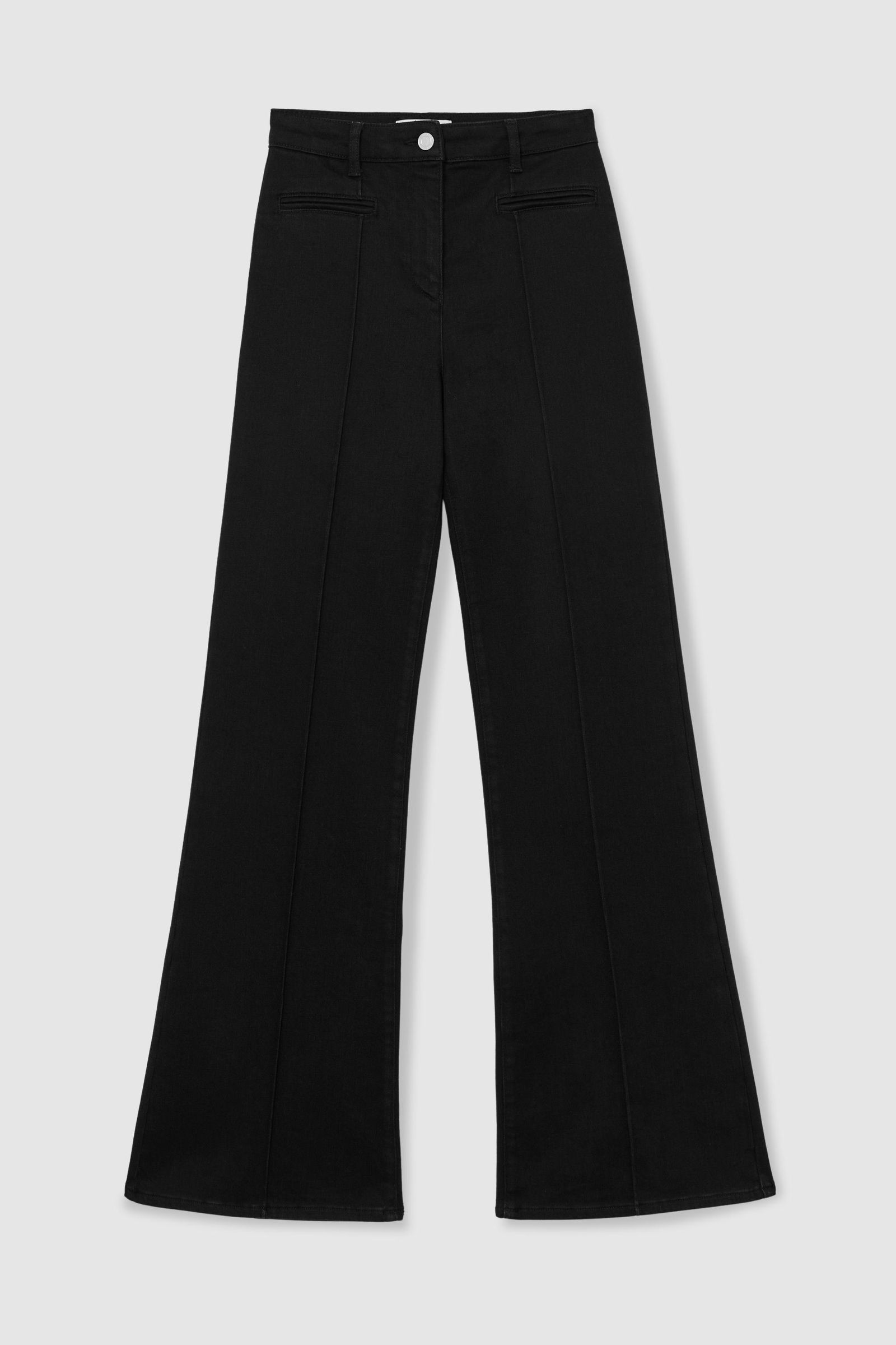 Pintuck-Detail Flared Jeans in Black - Size 24w X 31l (uk 24 R)