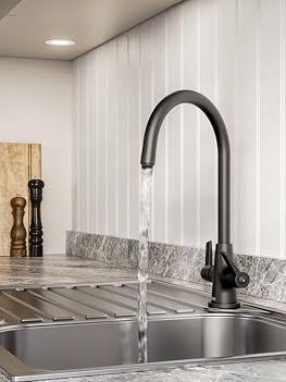 Bristan Echo Kitchen Tap - Swivel Spout, Two Lever Easyfit Gun Metal Kitchen Sink Tap, Ec Snk Ef Gm