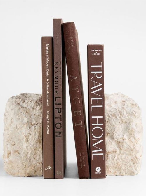 Durres Travertine Bookends, Set of 2
