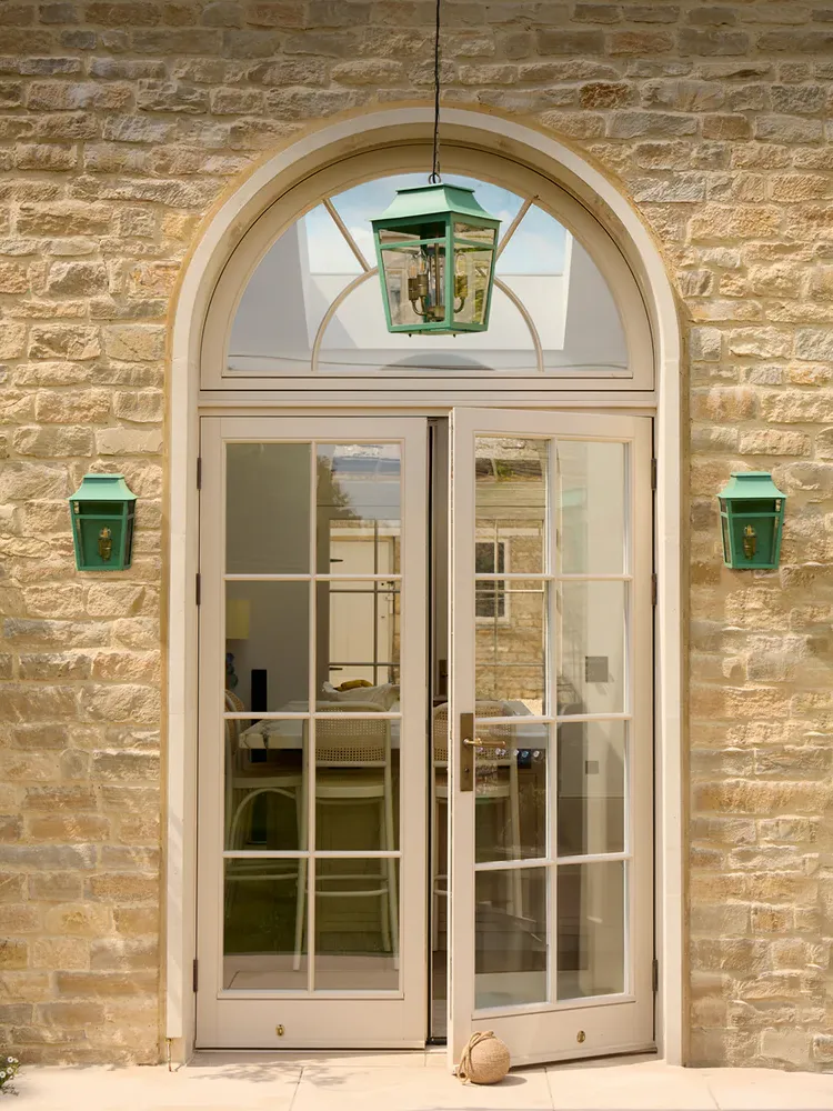 exterior door with green lights