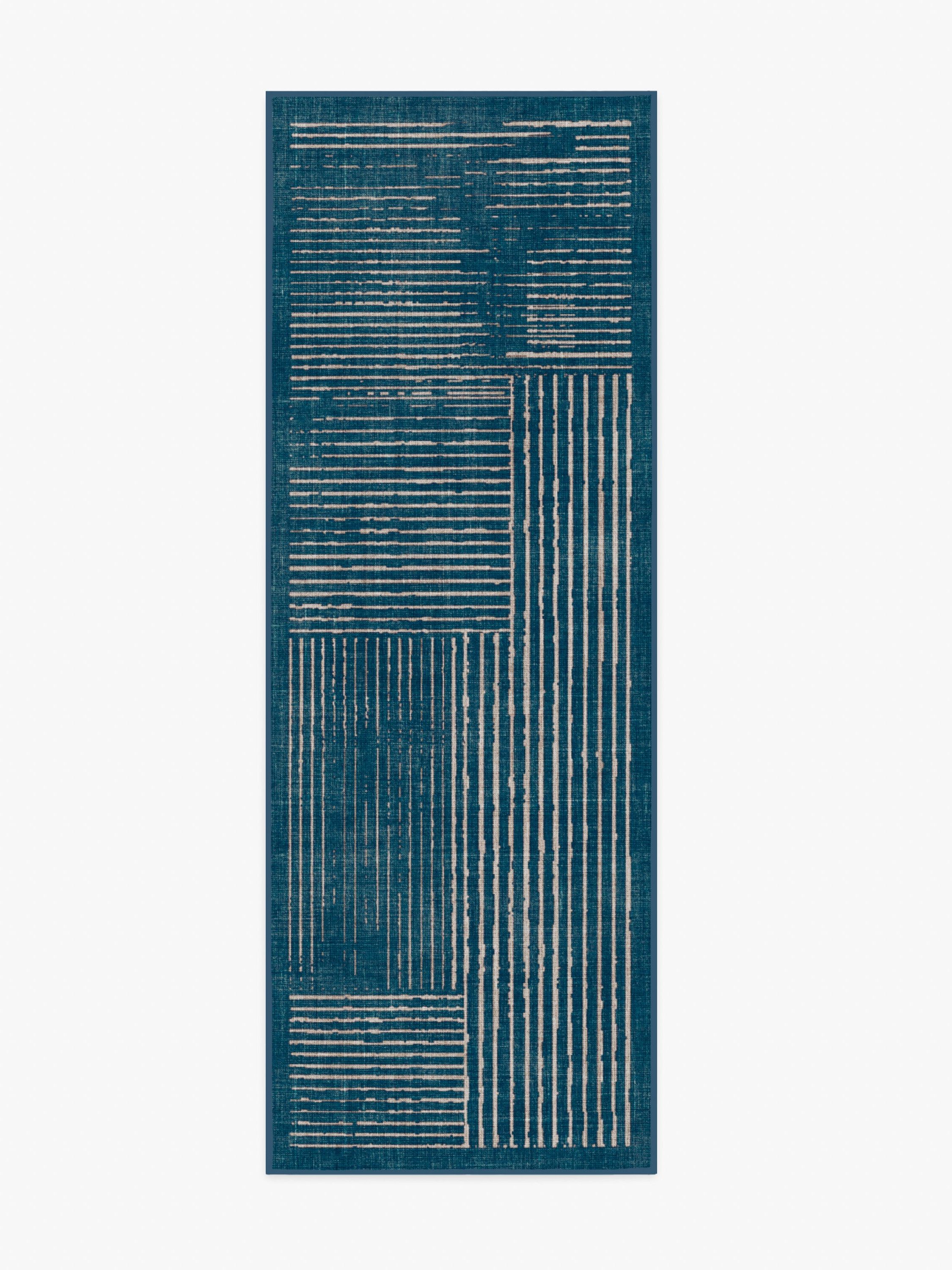 Linear Oasis Blue Rug