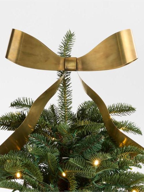 Brass Metal Bow Dual Christmas Tree Topper & Wreath Clip