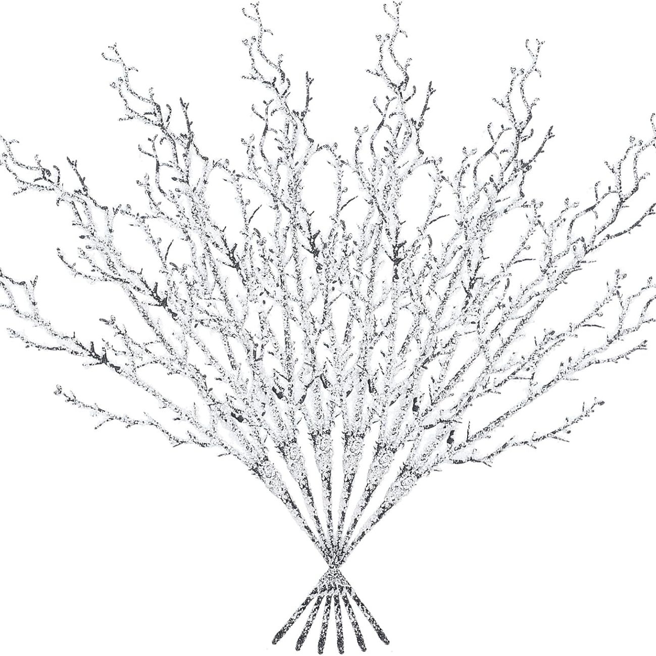 Giegxin 6 Pieces Snowy Branches Tree Picks 16 Inch Artificial White Christmas Tree Branches White Christmas Greenery Stems Frosted Twigs Stems for Xmas Wreaths Home Table Decor