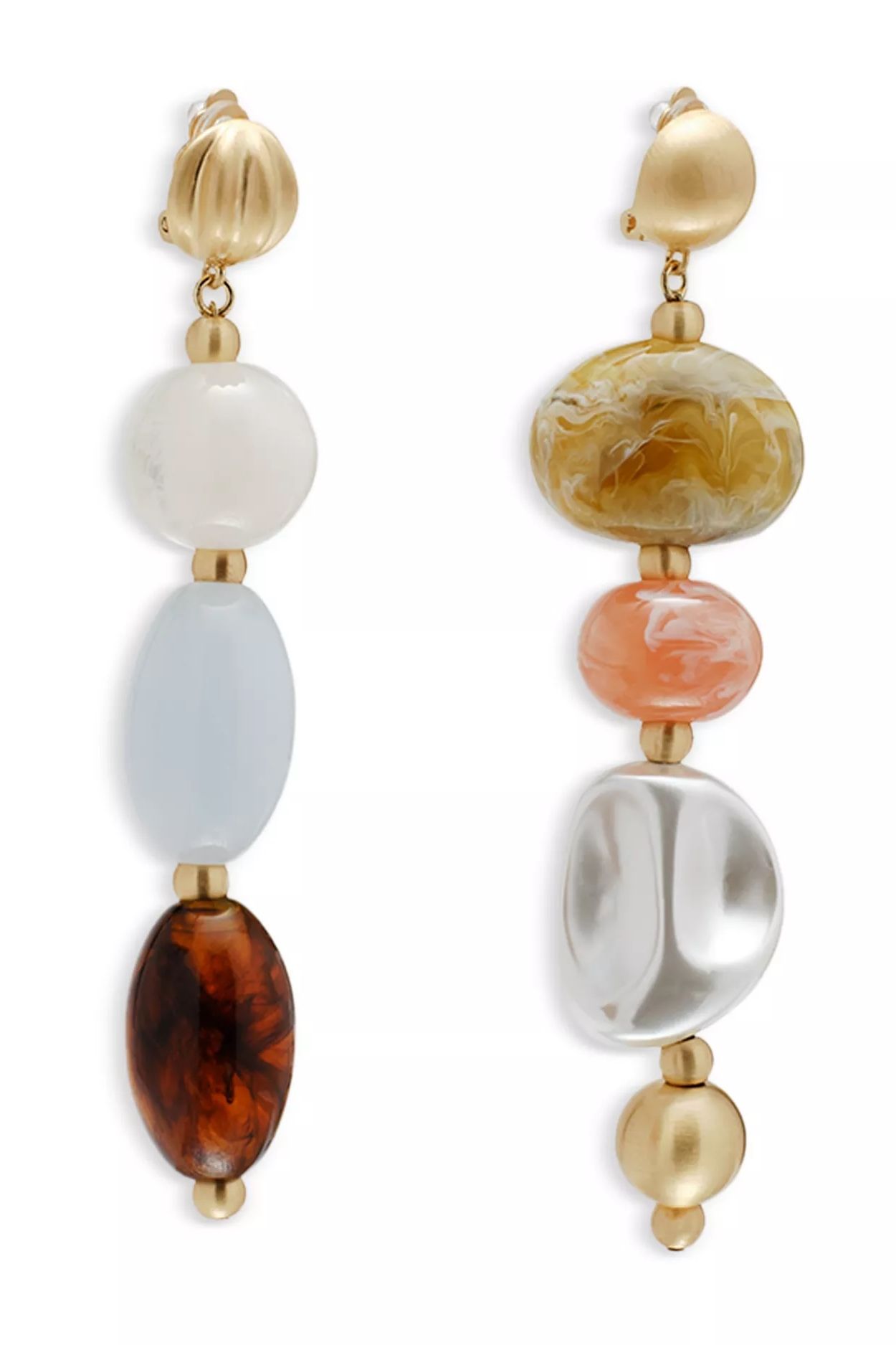 Cult Gaia Mercier Stone Beaded Clip On Linear Drop Earrings
