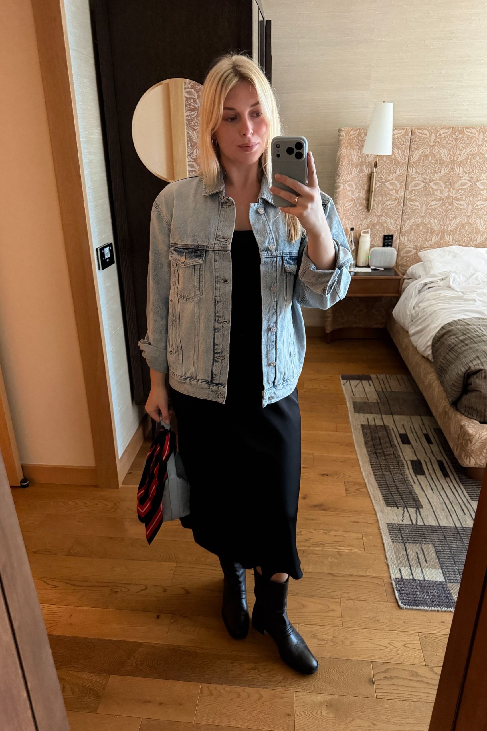 Editor wearing Tommy Hilfiger denim jacket