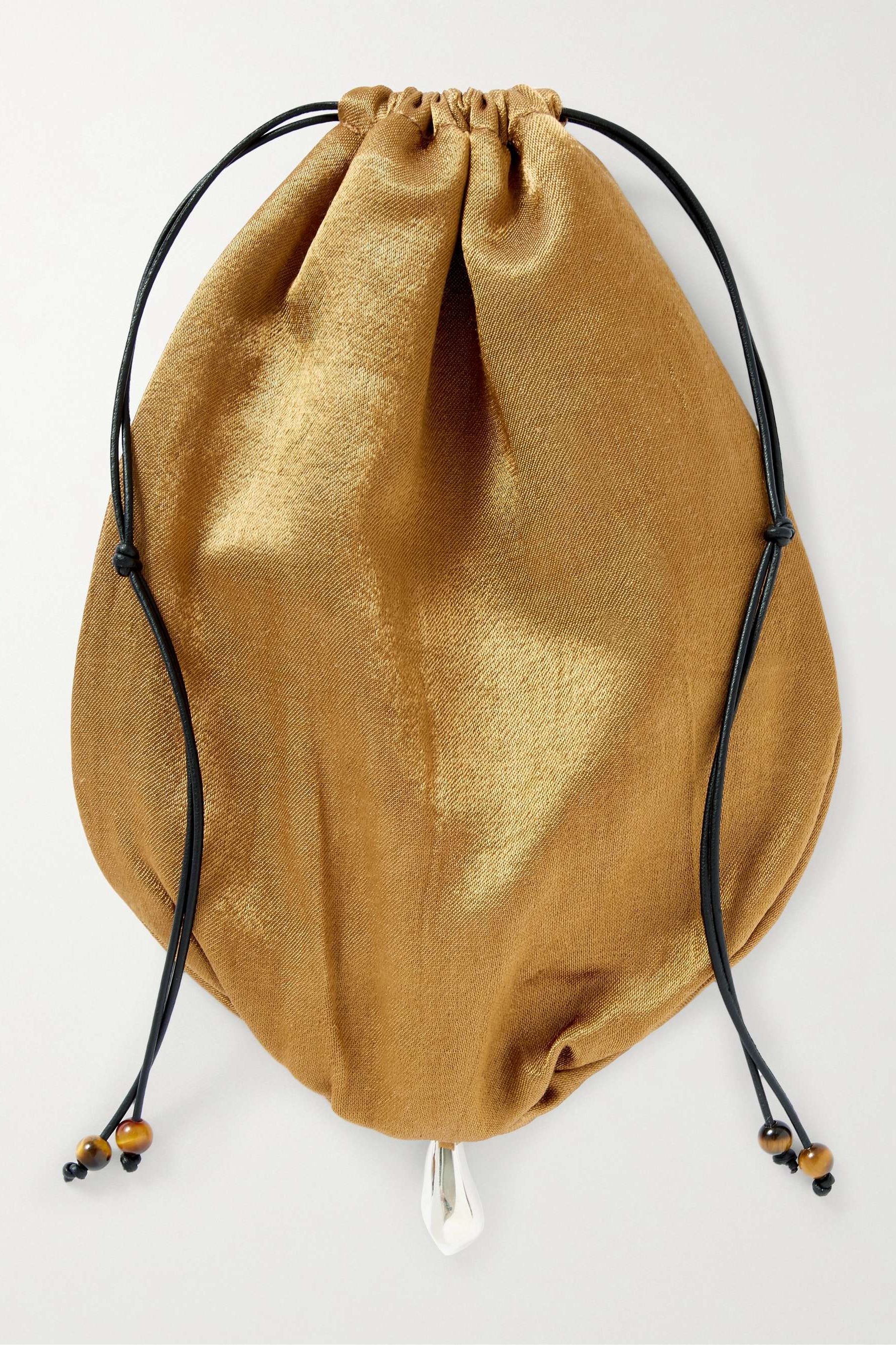 Teardrop Embellished Satin Drawstring Pouch