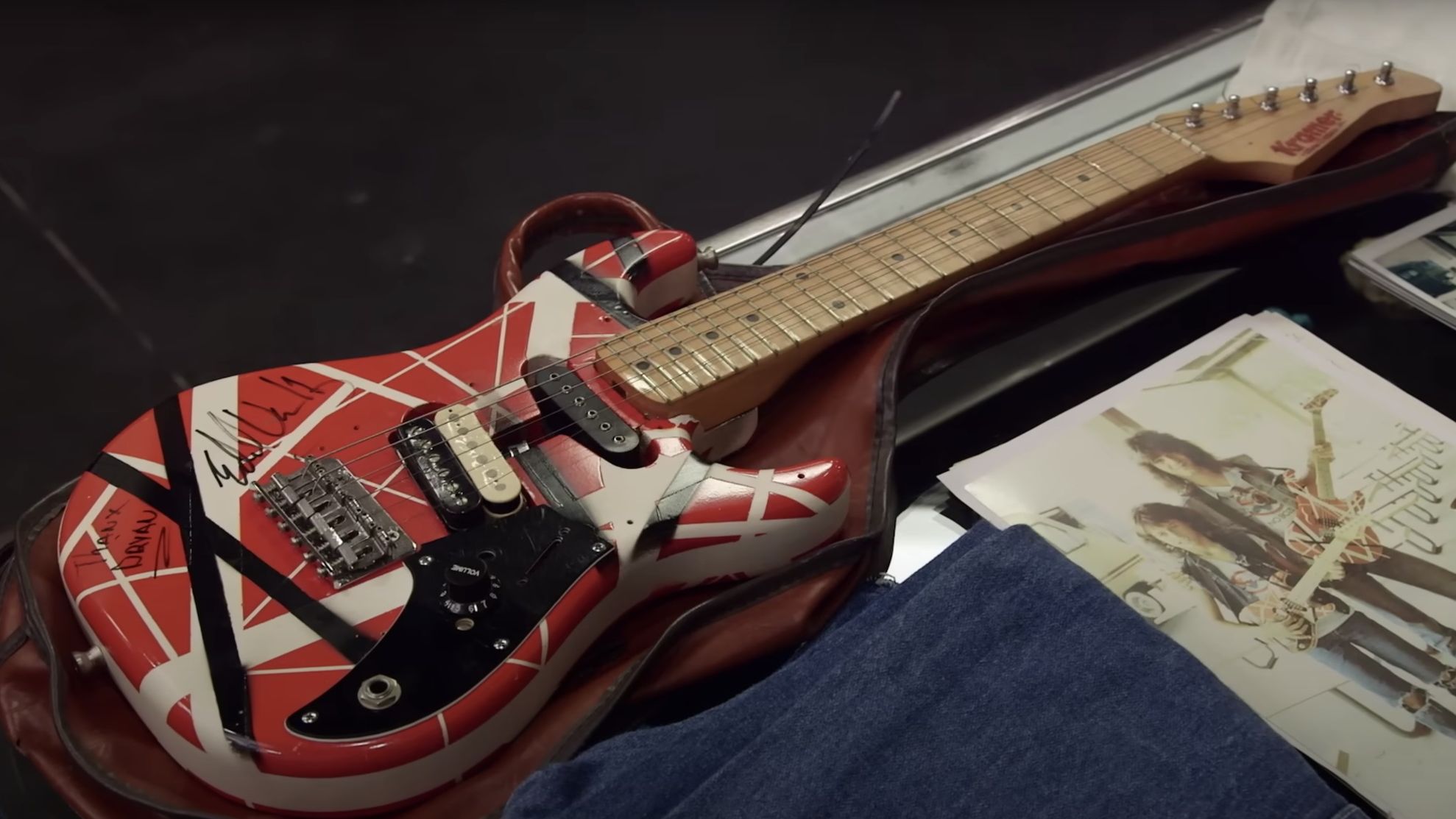 The tiny Frankenstrat from Van Halen's Hot for Teacher video just