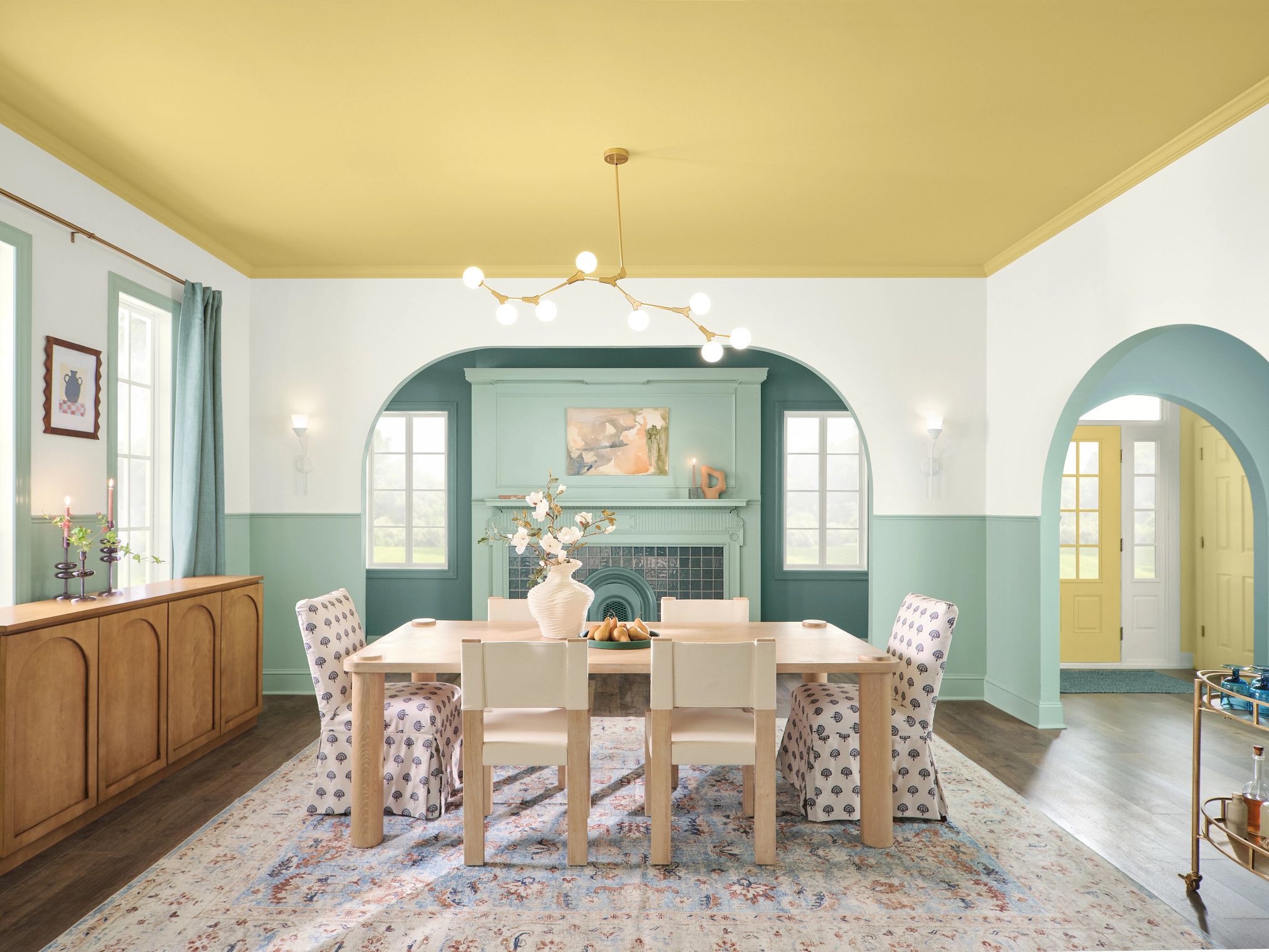 Green Blue Paint Colors For Classic Dining Room