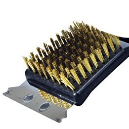 Kingfisher Bbqbrush Bbq Bristle Cleaner Brush With Metal Scraper, Black/brass, 20.8 X 13 X 4.4 Cm