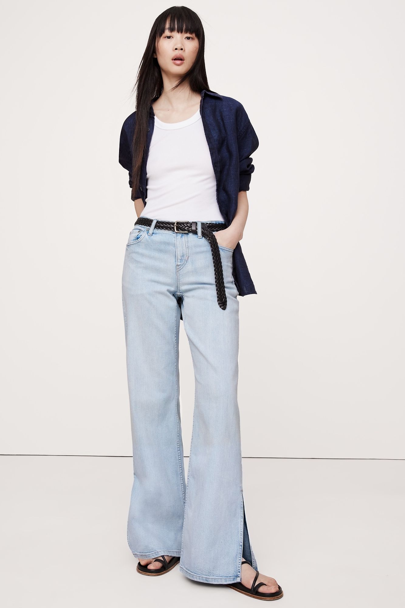 The Icon Classic Mid-Rise Wide-Leg Split-Hem Jean