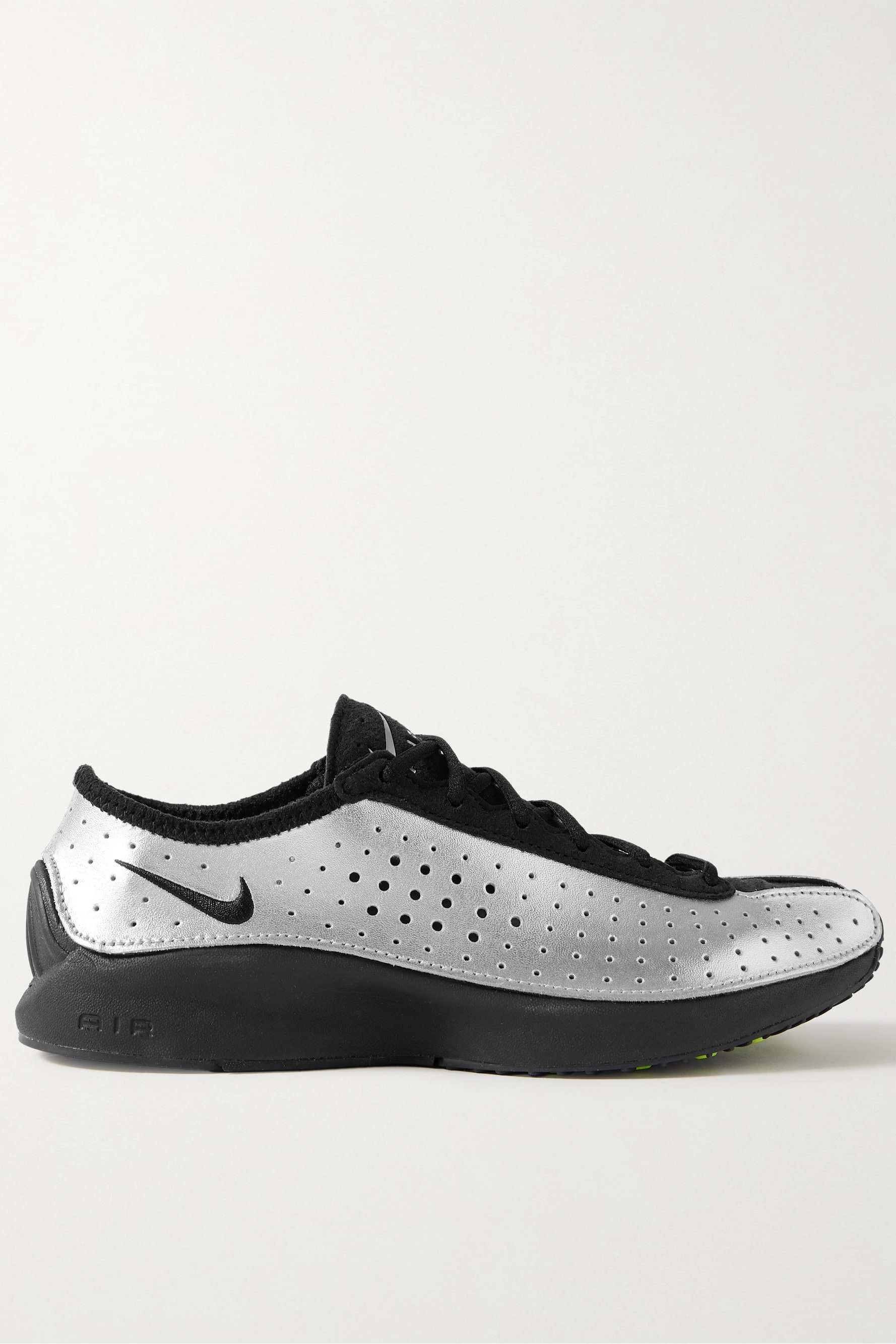 Air Superfly Suede and Perforated Metallic Leather Sneakers