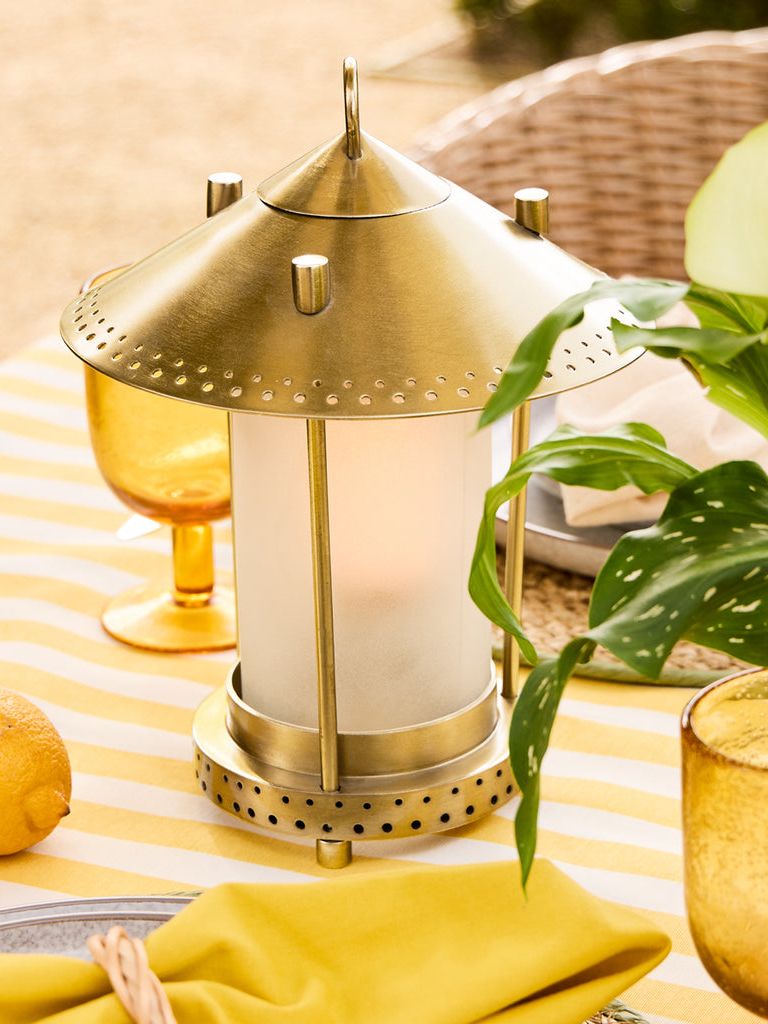 Smaller Stefan Rechargeable Lantern in Antique Brass by the Novogratz