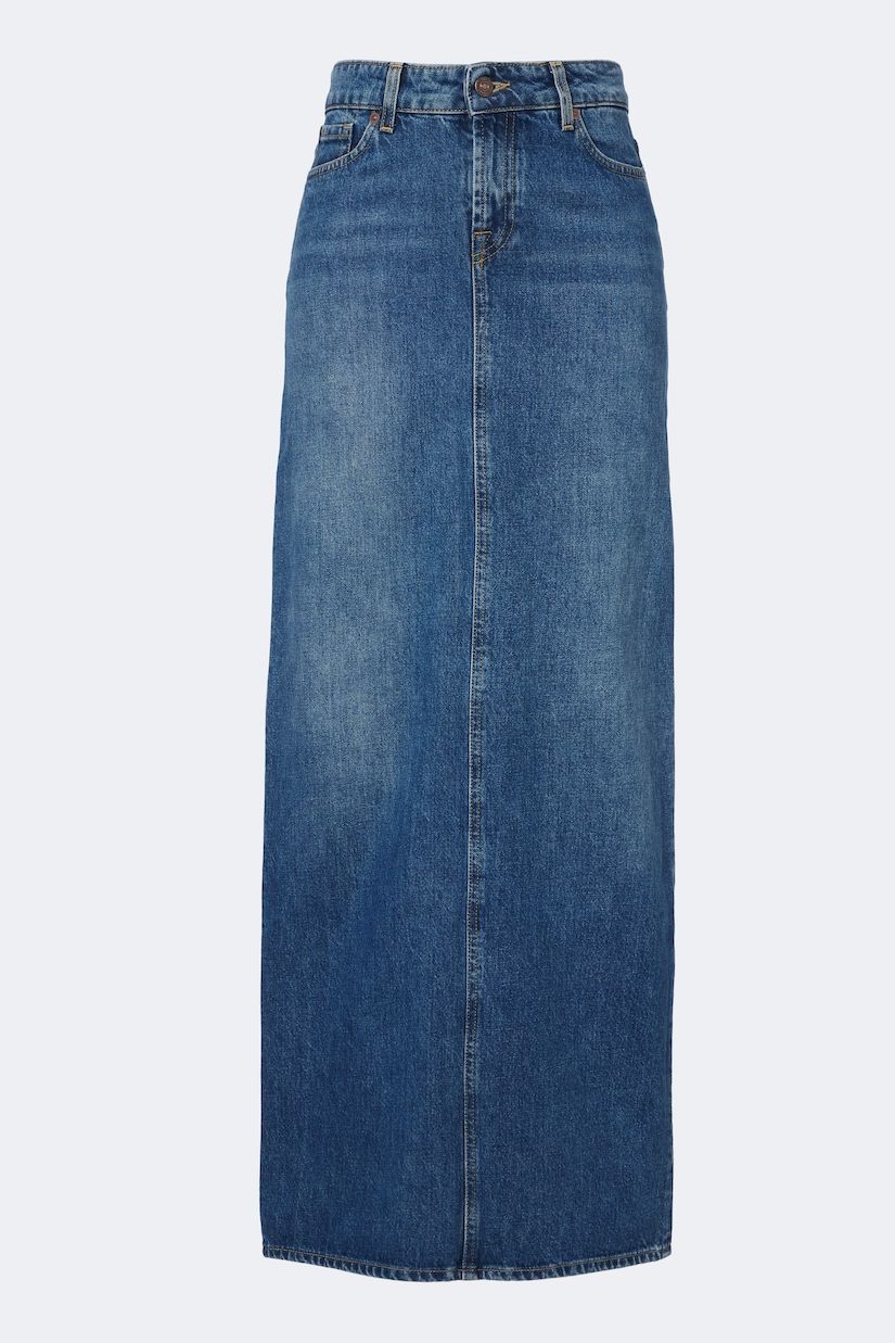 Denim Maxi Skirt in Blue - 7 for All Mankind