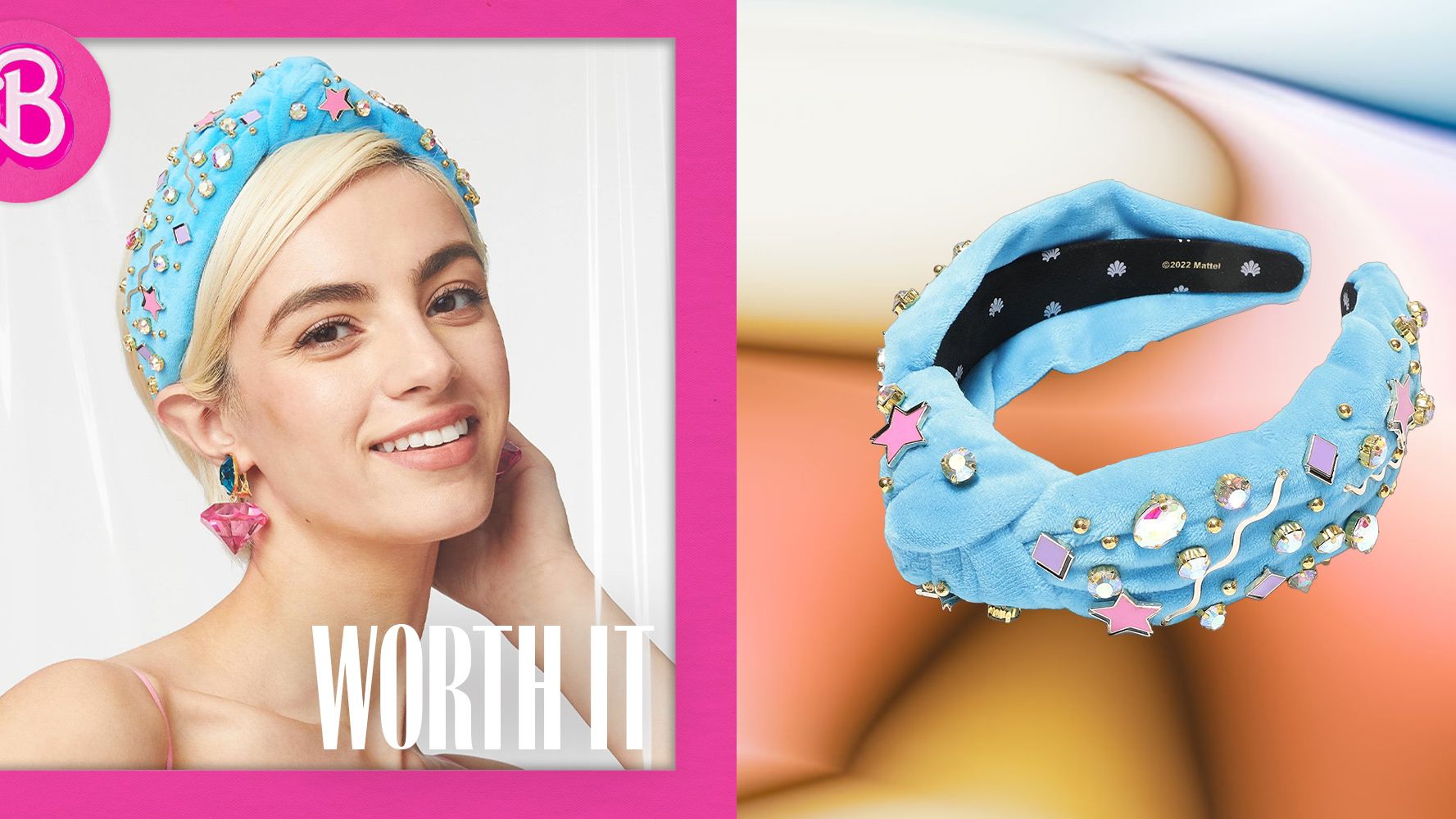 Lele Sadoughi x Barbie Limited Edition Knotted Headband Pink NWT Lele Sadoughi Disco Crystal Knotted Headband | Neiman Marcus main image 2