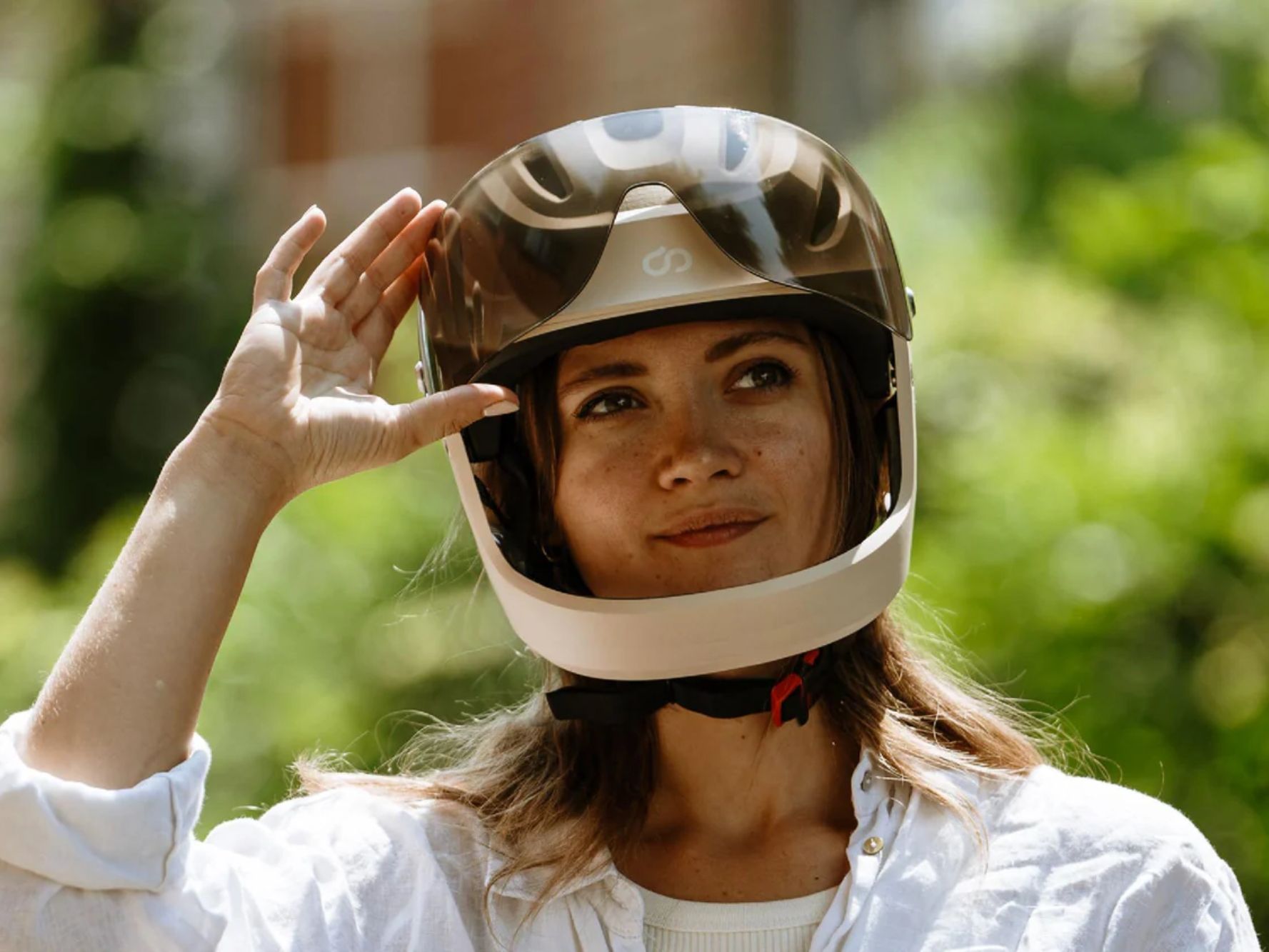 adult bike riders and helmets Folding Adults Bike Helmet with Lights Silver main image 1