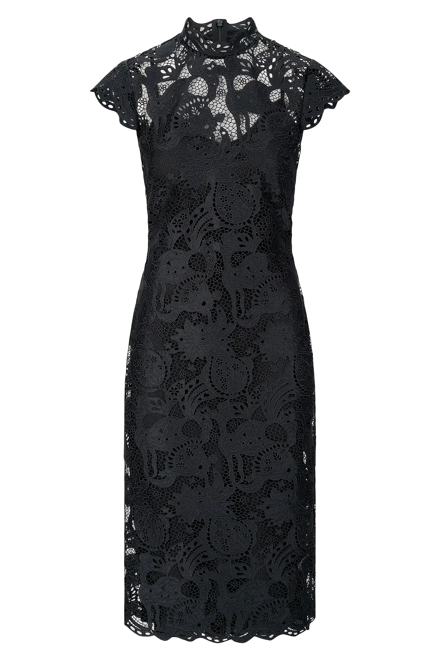 Rosaline Lace Mock Turtleneck Midi-Dress