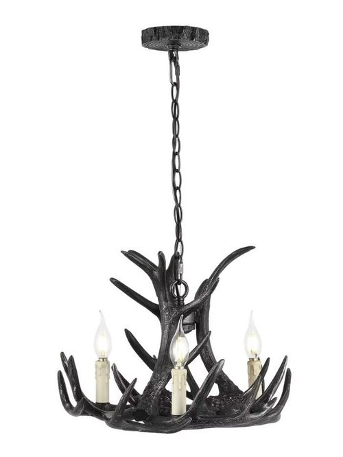 JONATHAN Y Eldora 18" Adjustable Resin Antler 3-Light LED Chandelier