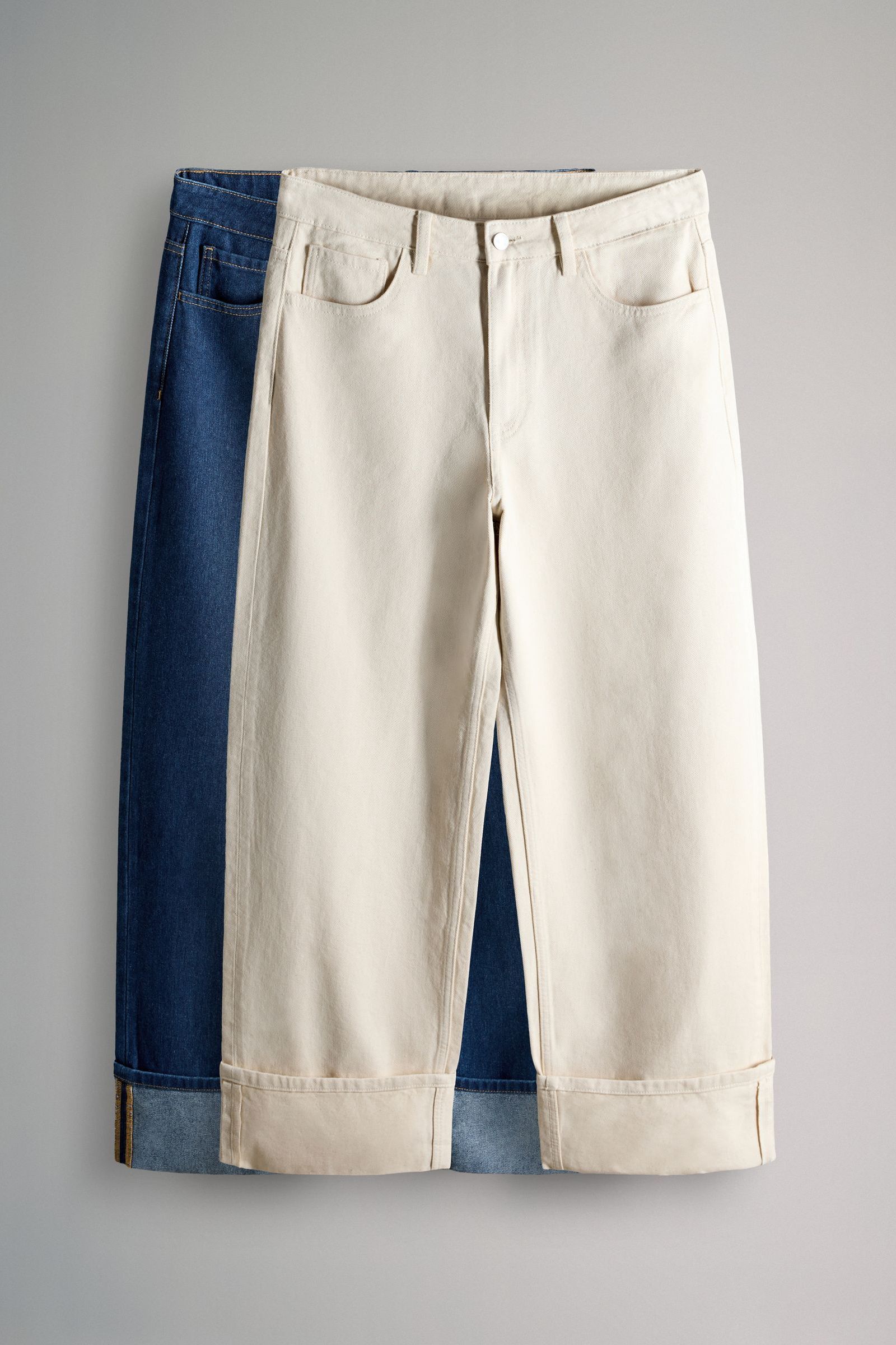 The Set 2 Pack Turn Up Wide Leg Denim Jeans Denim