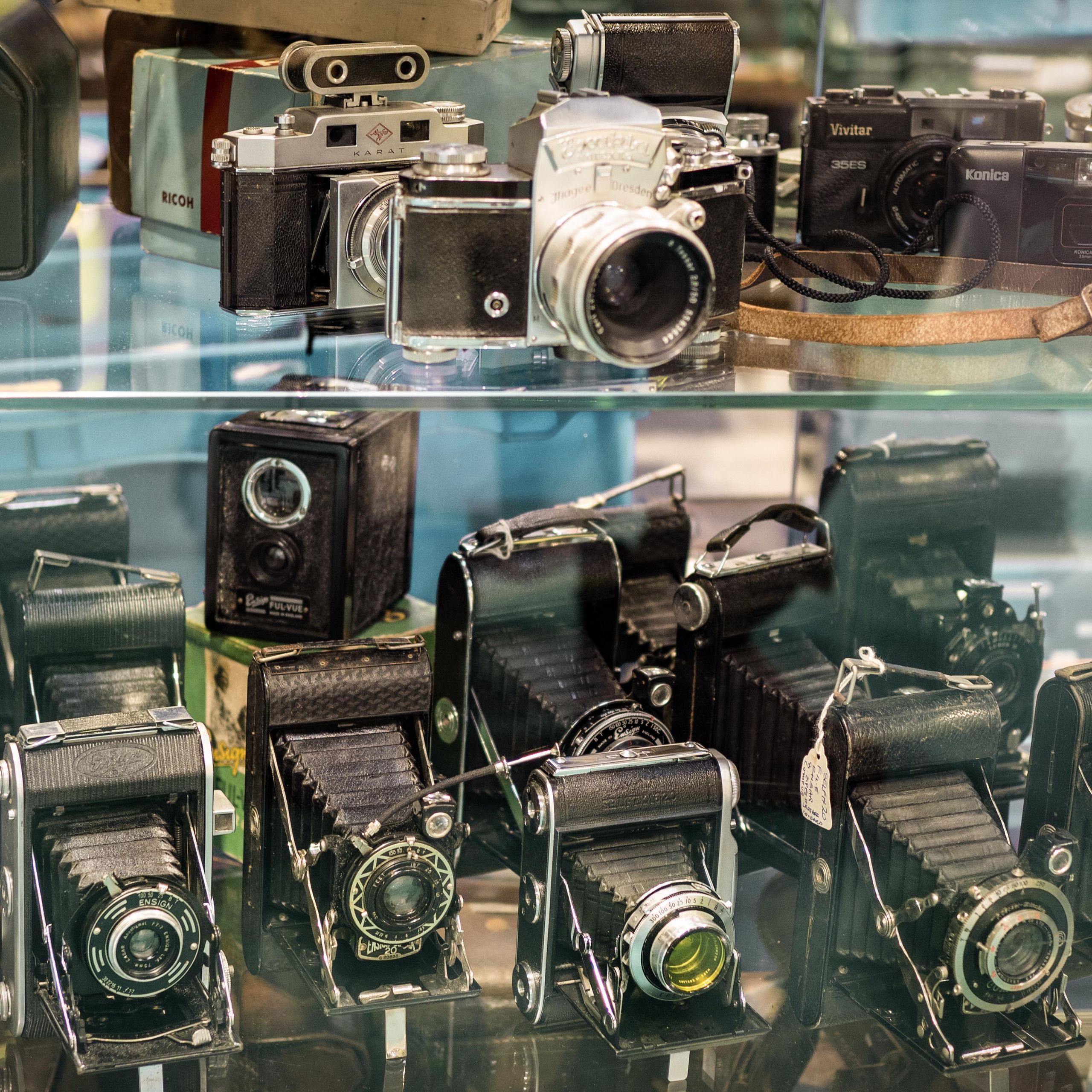 Aladdin's Cave of cameras! Large format, film SLRs, vintage lenses