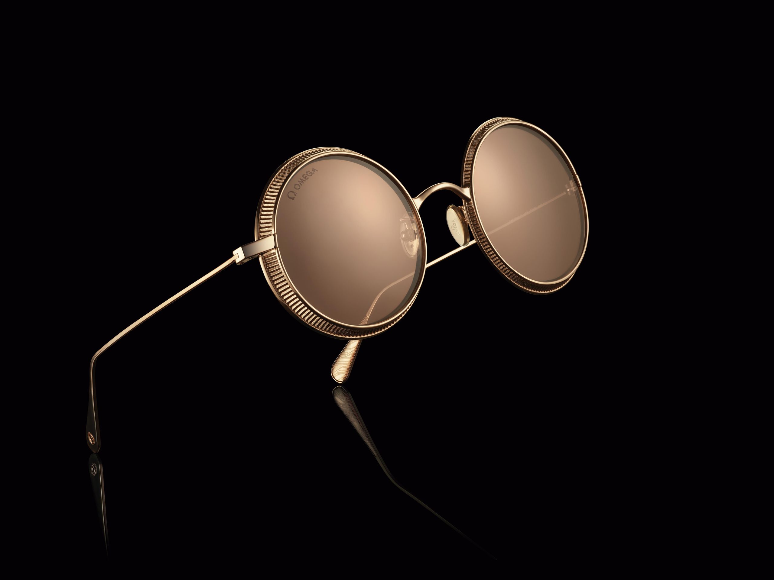 Omega Gold-Toned Round Sunglasses Odyssey Gold Uni-Sex Round Sunglasses | Le Specs main image 2