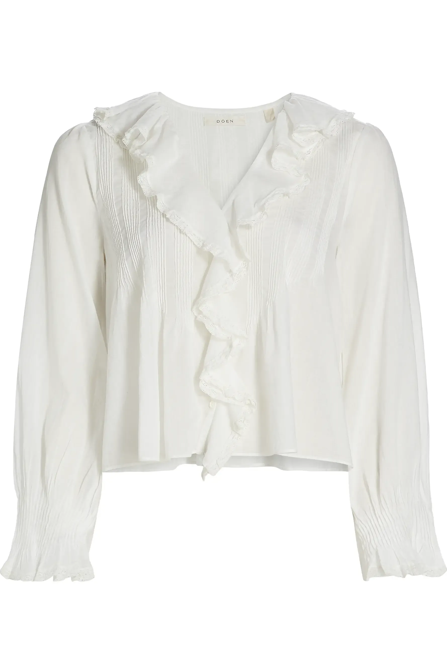 Hardy Pintuck Cotton Shawl-Collar Blouse
