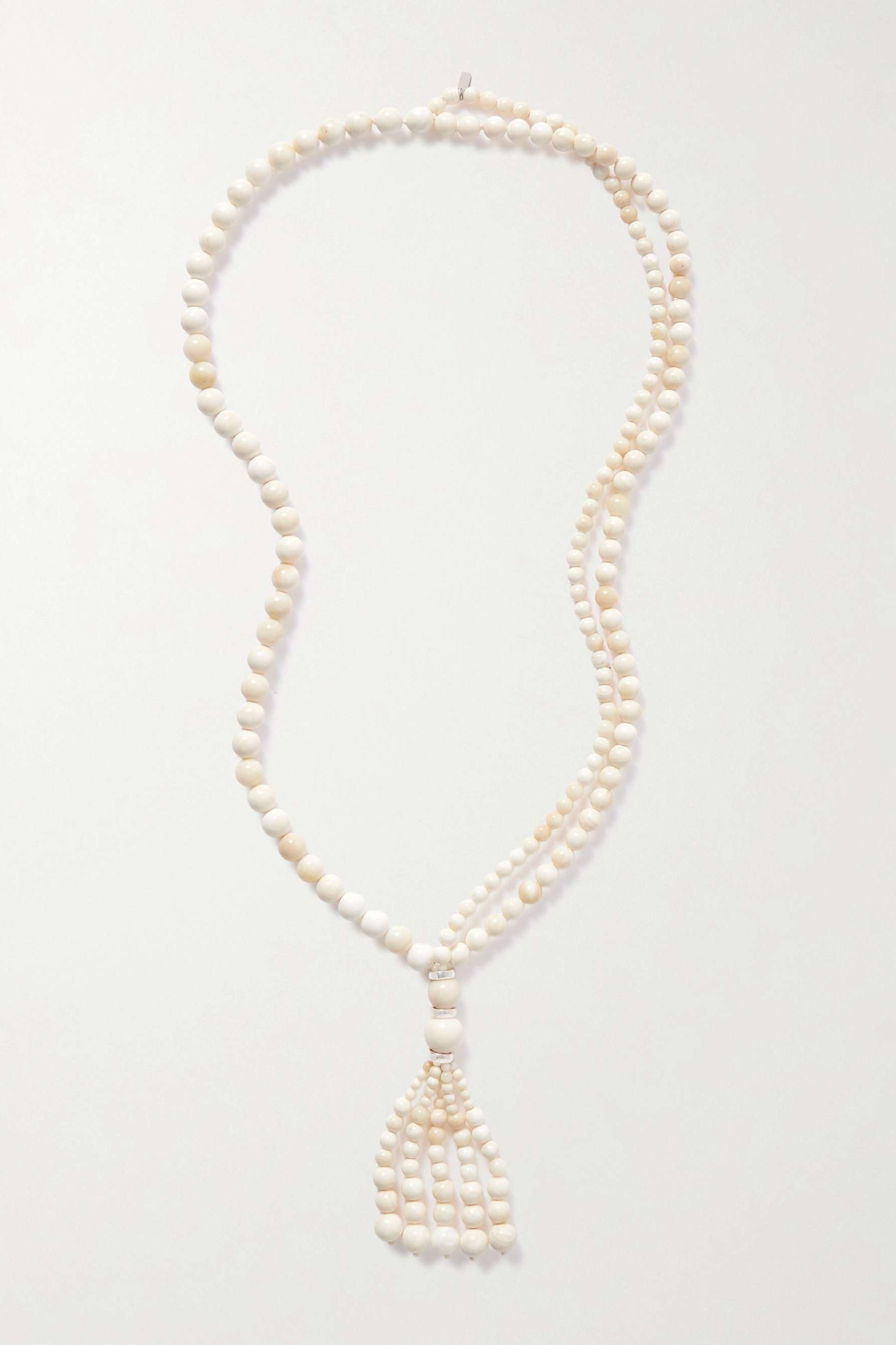 Venice Opera Tasseled Silver Stone Necklace