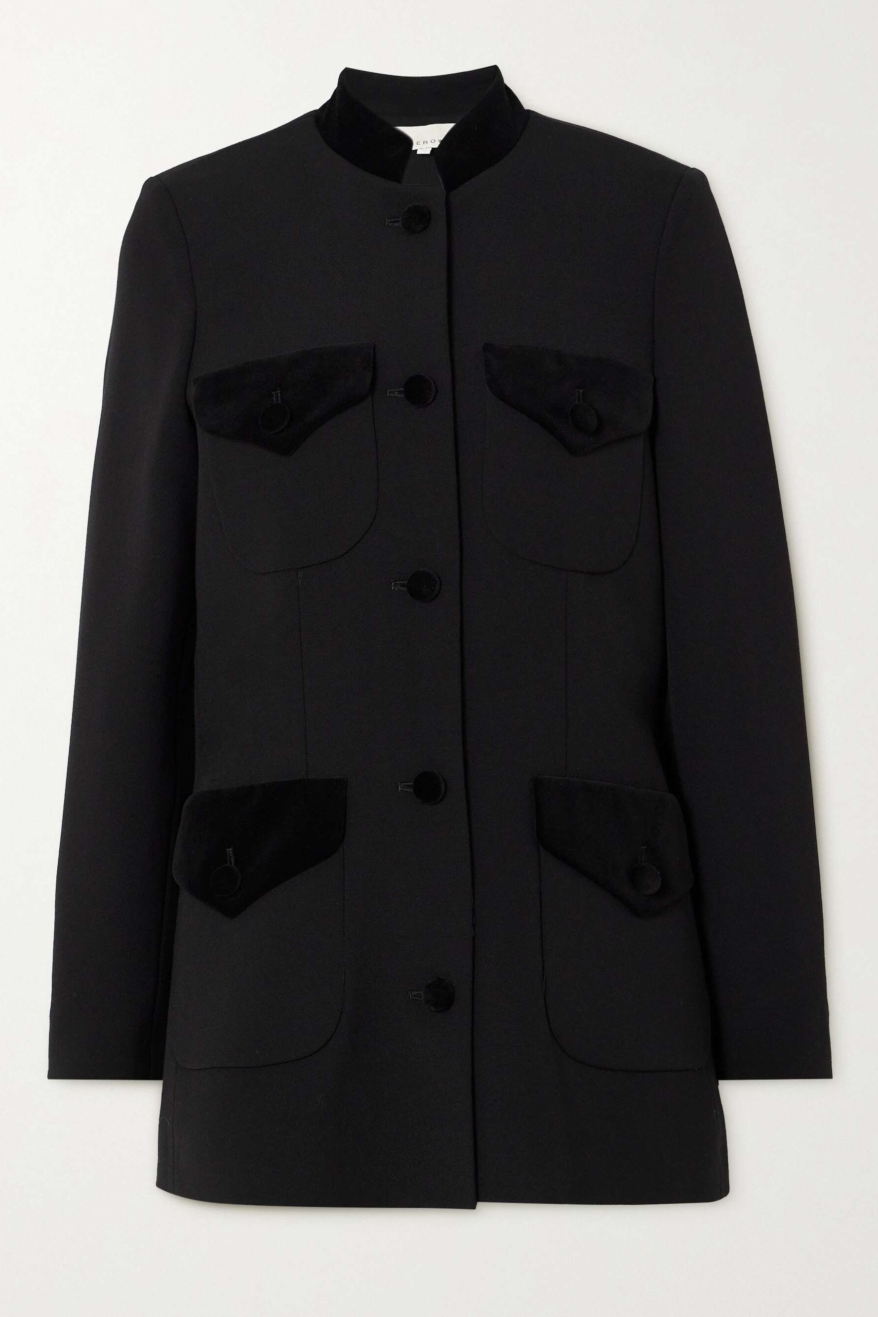 + Net Sustain Raja Velvet-Trimmed Wool Jacket