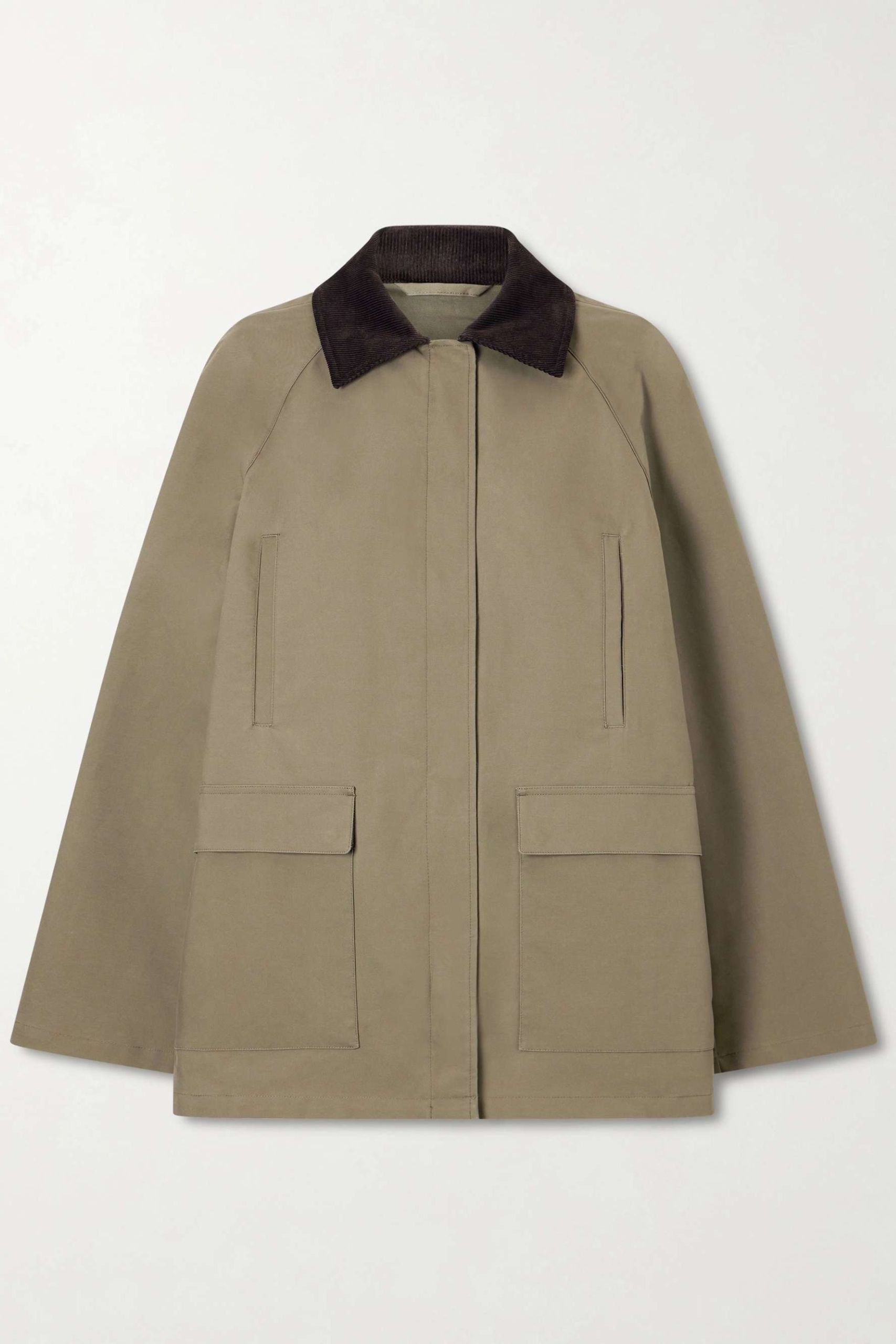 Corduroy-Trimmed Cotton-Gabardine Coat